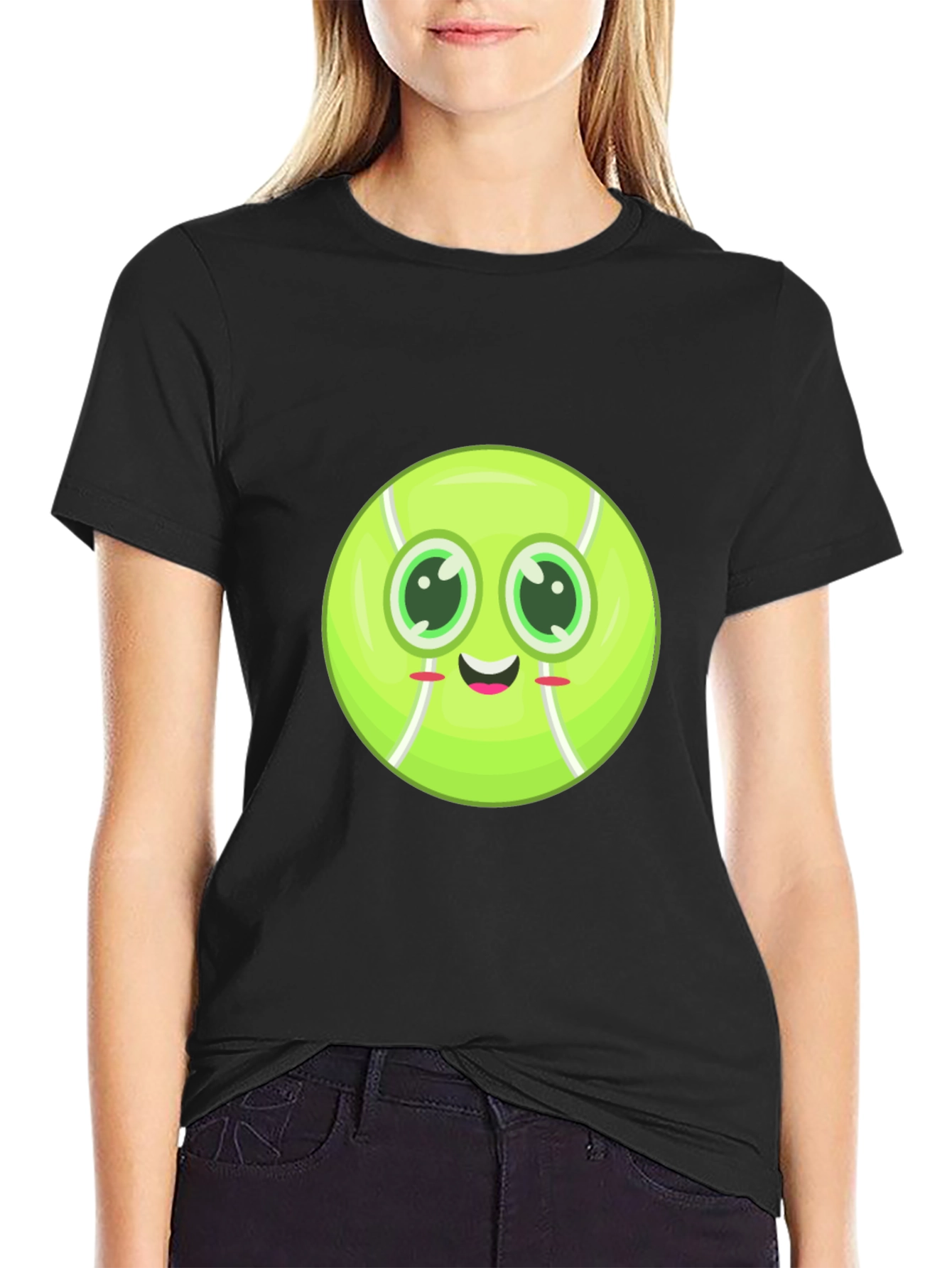 Cute Tennis Ball Face T-Shirt