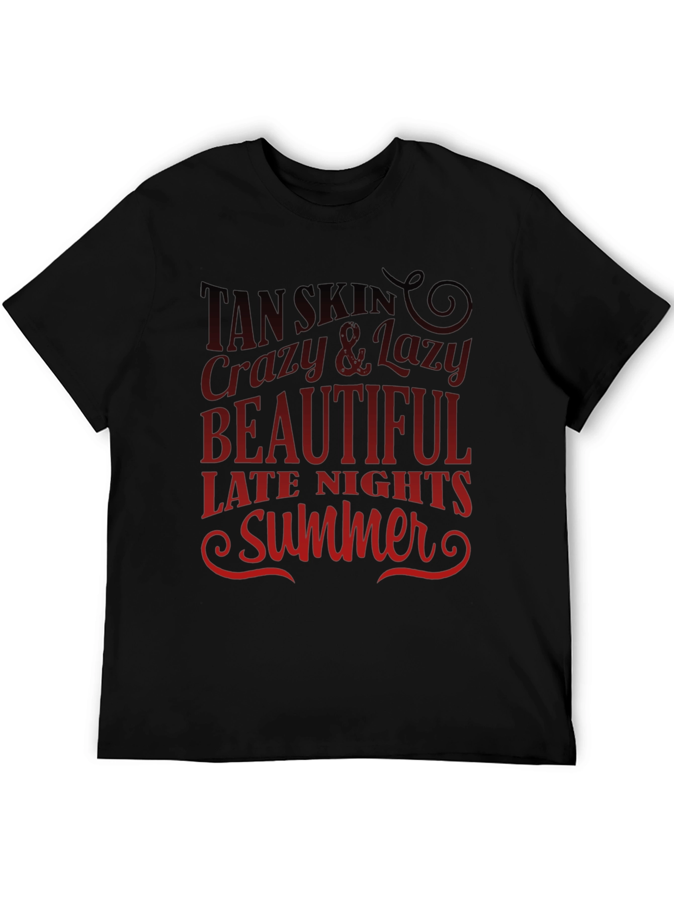 Tan Skin Summer Graphic Tee - Black Casual T-Shirt