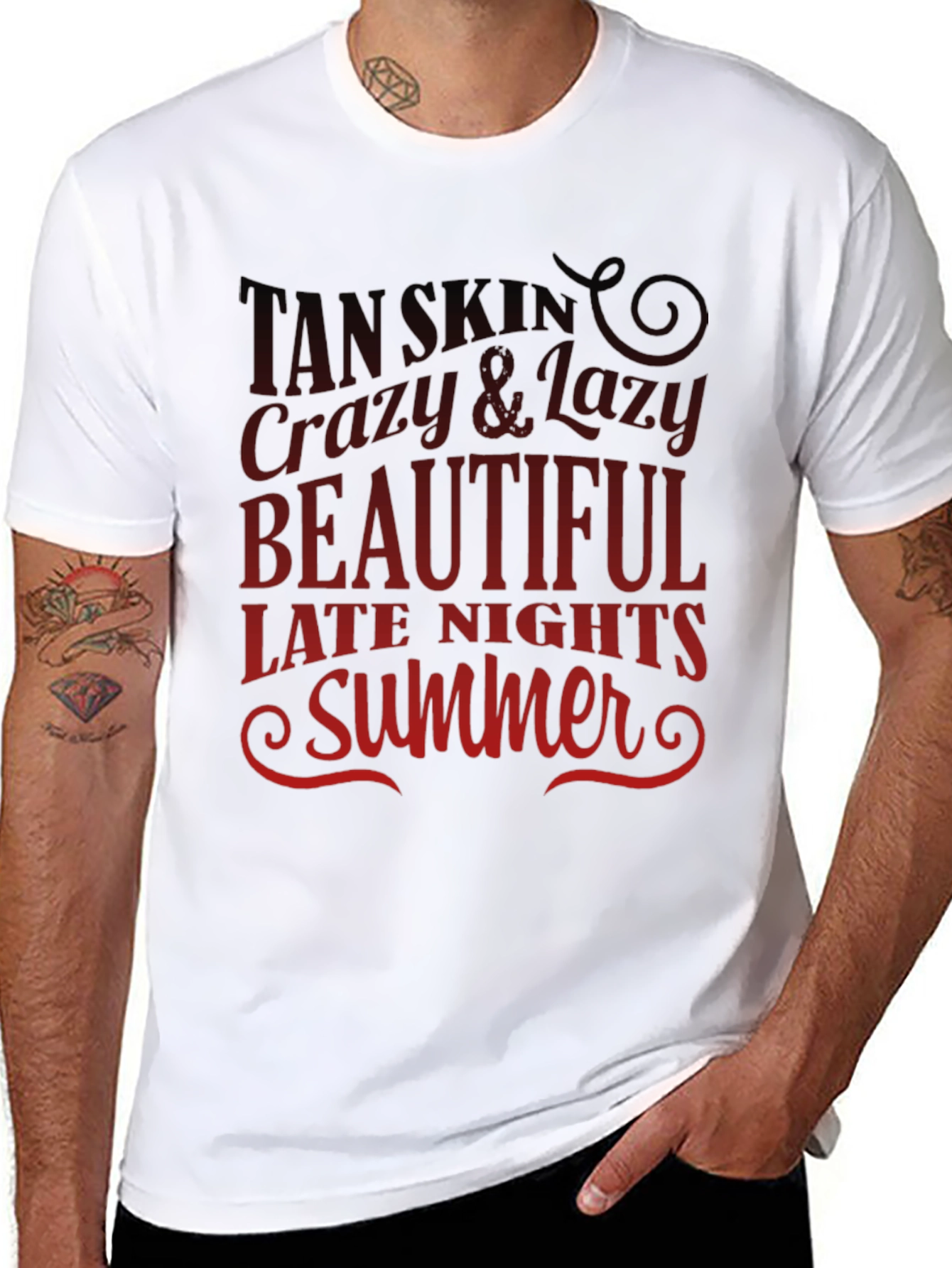 Tan Skin Summer Graphic Tee - Black Casual T-Shirt