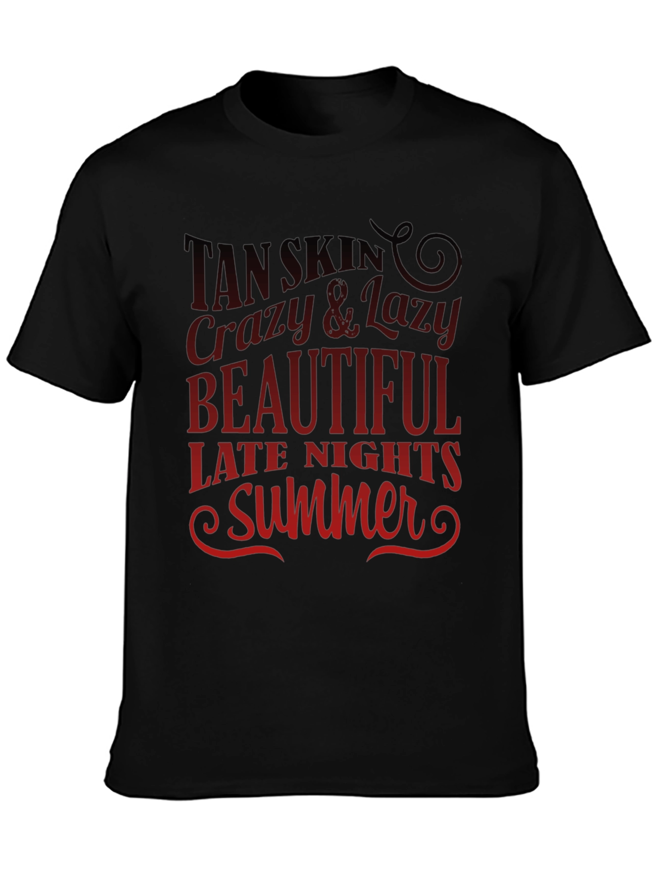 Tan Skin Summer Graphic Tee - Black Casual T-Shirt