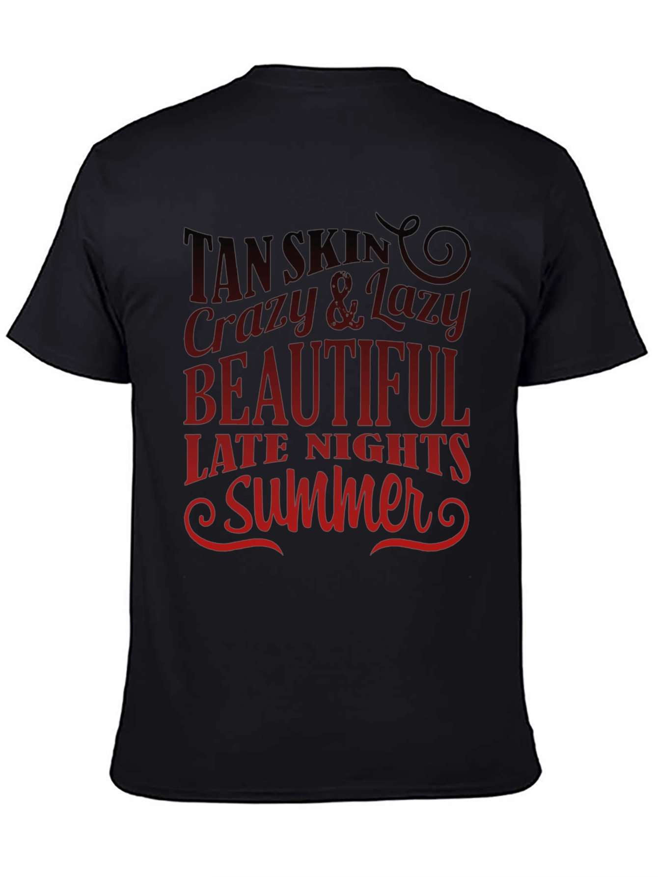 Tan Skin Summer Graphic Tee - Black Casual T-Shirt