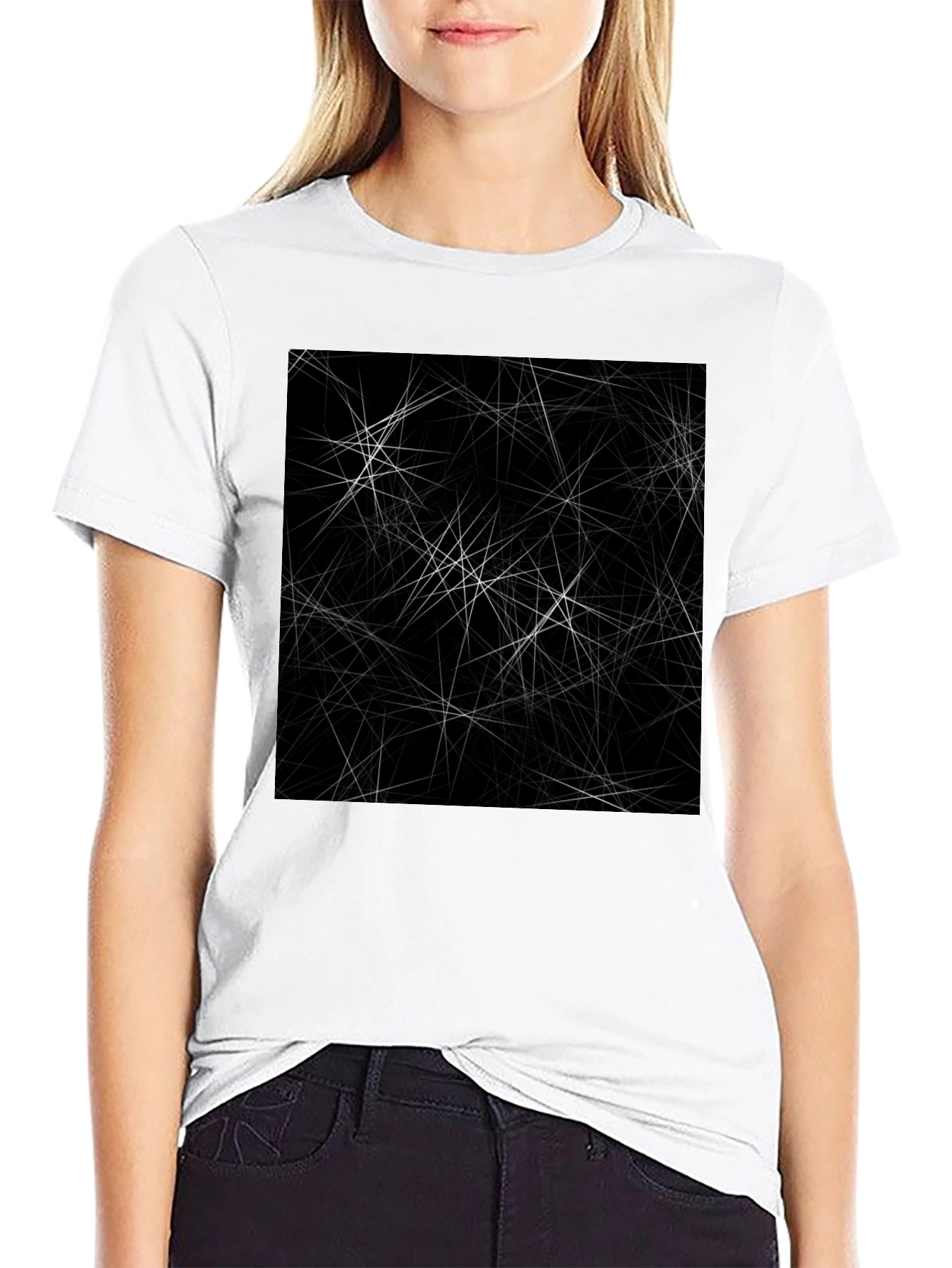 Abstract Line Art Black T-Shirt
