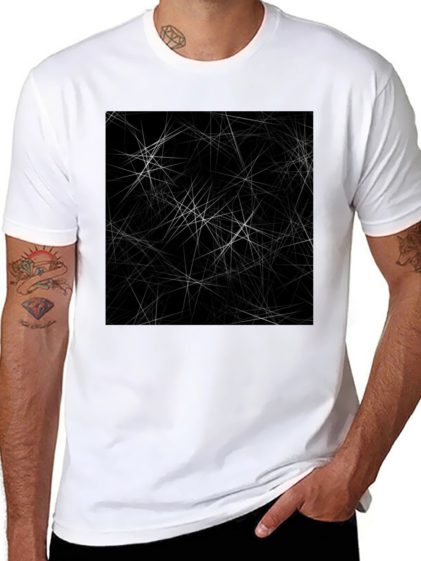 Abstract Line Art Black T-Shirt