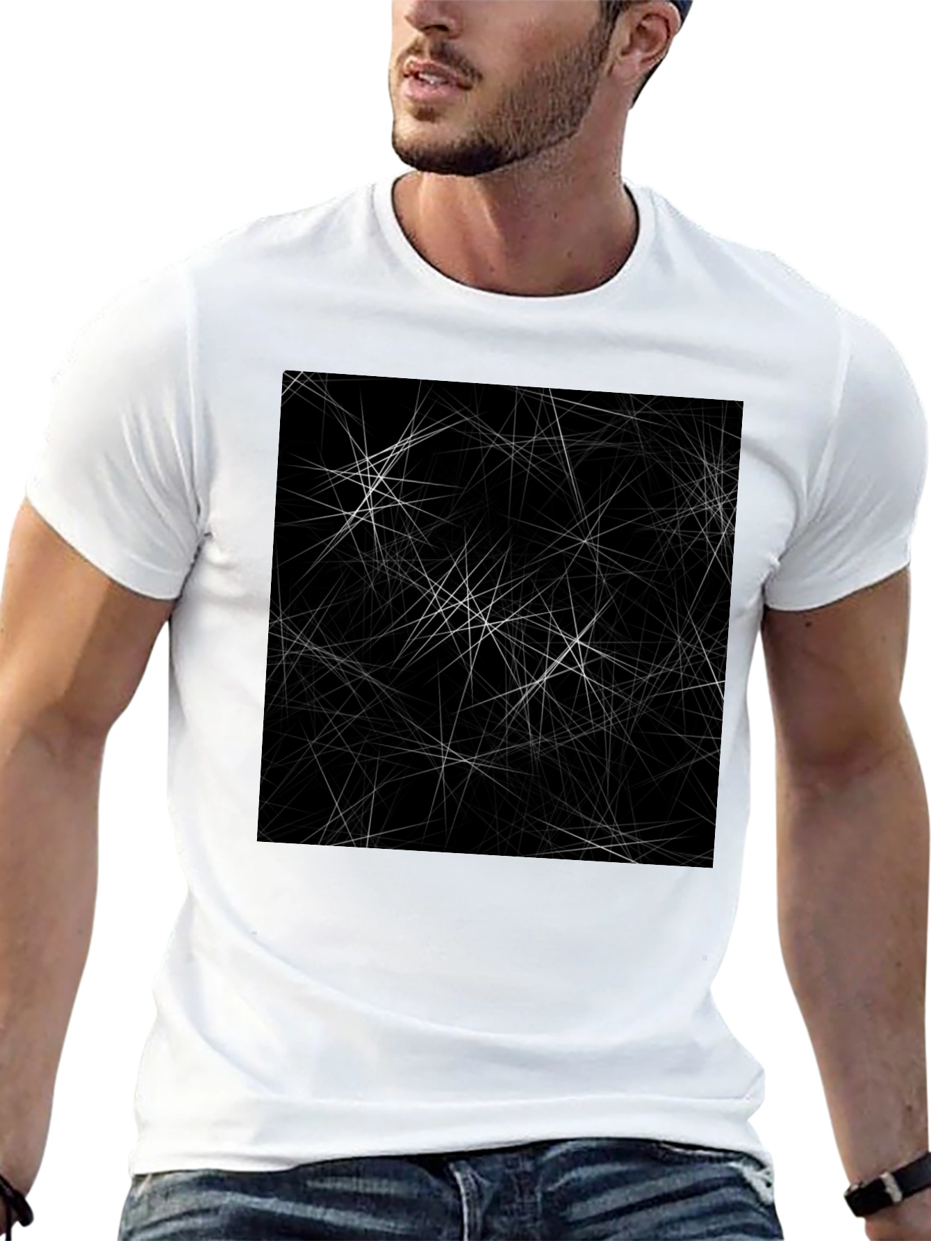 Abstract Line Art Black T-Shirt