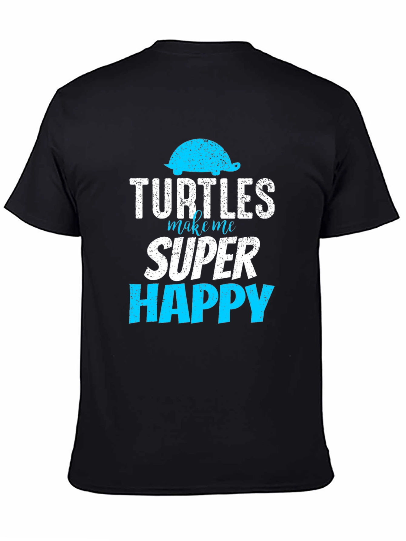 Turtles Make Me Super Happy Black Graphic T-Shirt