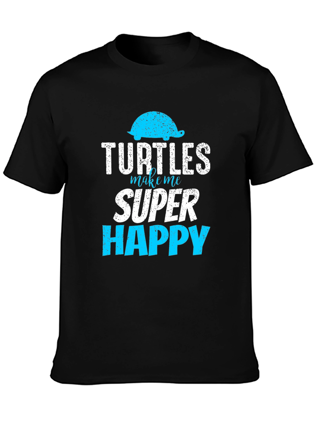 Turtles Make Me Super Happy Black Graphic T-Shirt