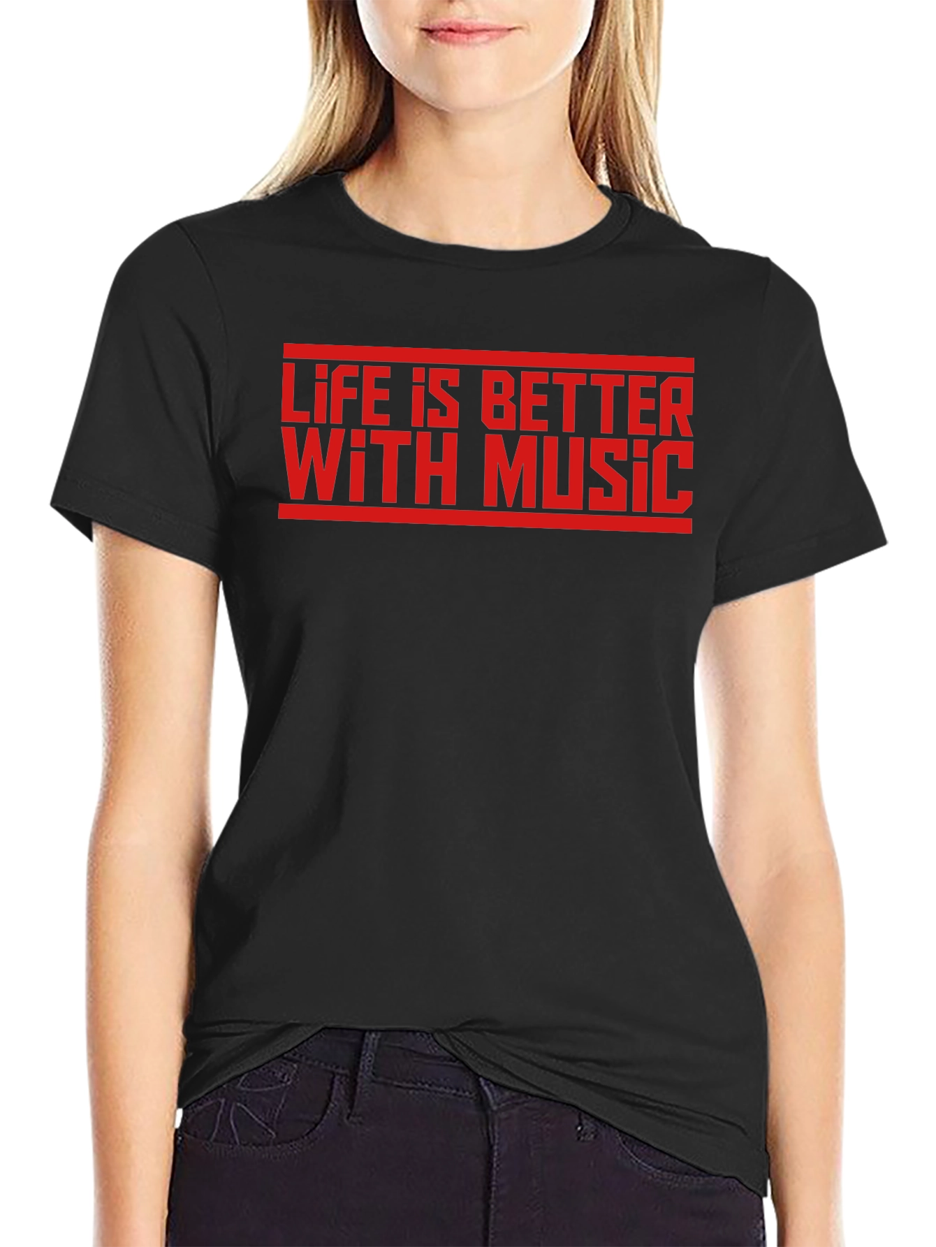 Life is Better With Music Graphic Tee - Black