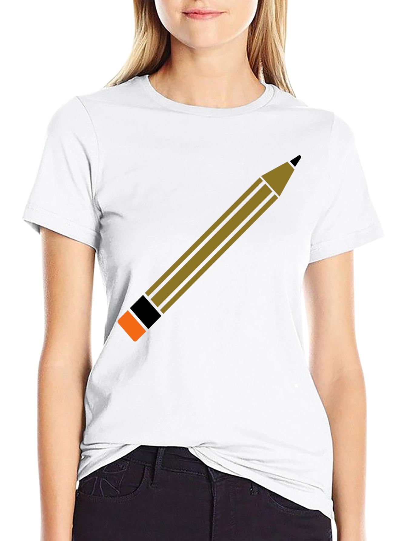 Pencil Graphic Black T-Shirt - Creative Design