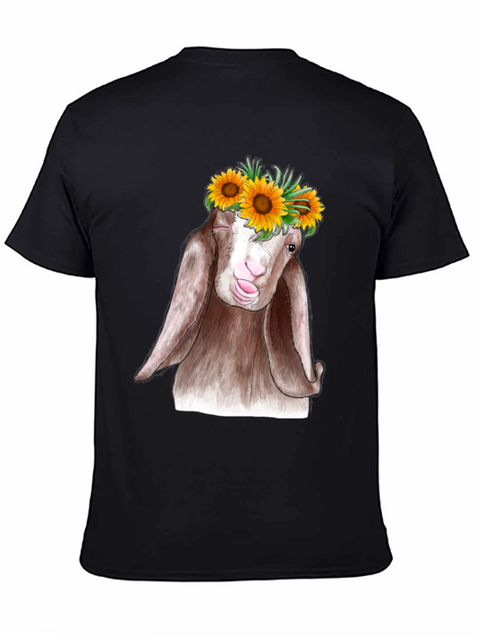Goat Sunflower T-Shirt - Whimsical Graphic Tee