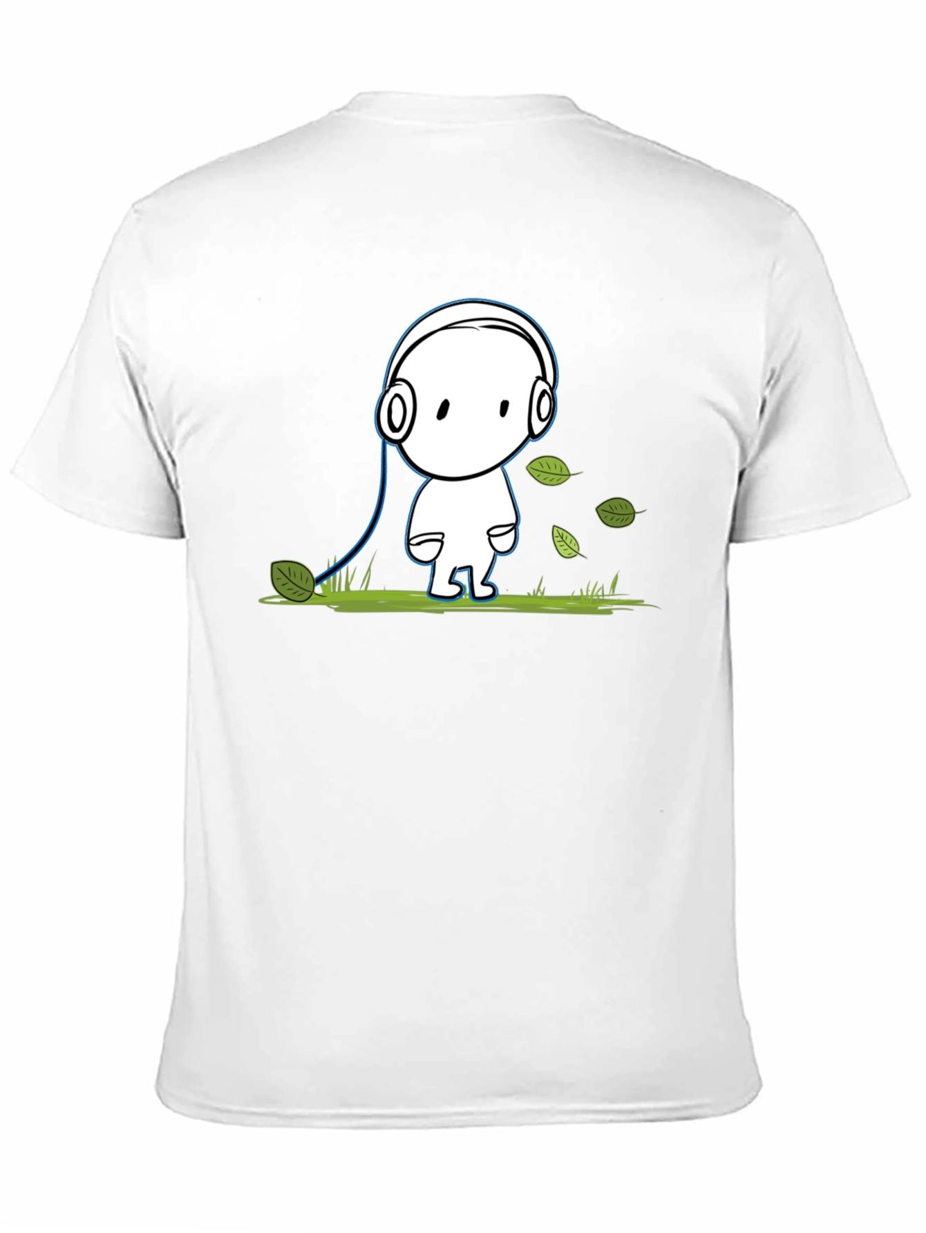 Cartoon Headphone T-Shirt - Black Cotton Graphic Tee