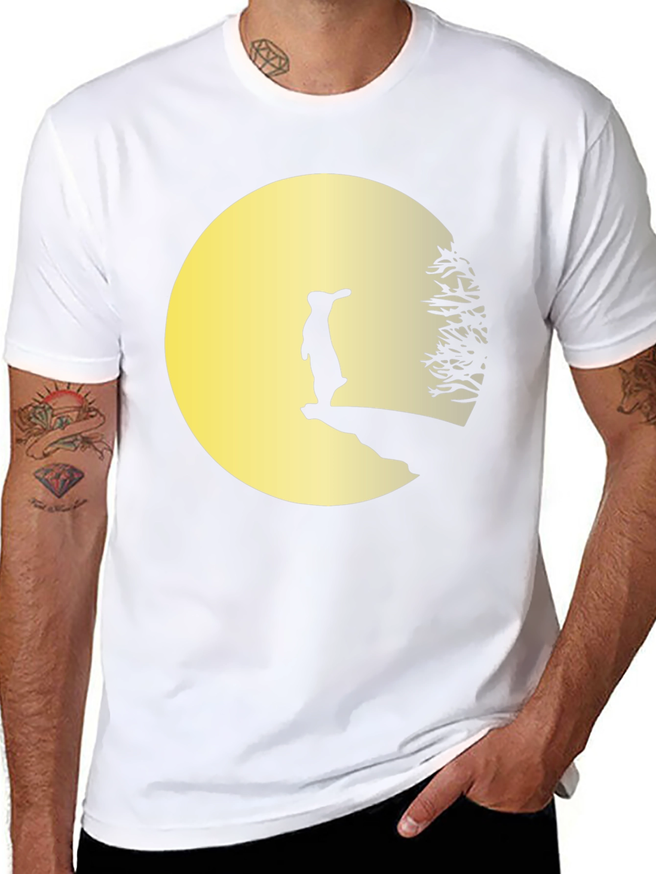 Silhouette Moon Gazing Rabbit Graphic Tee
