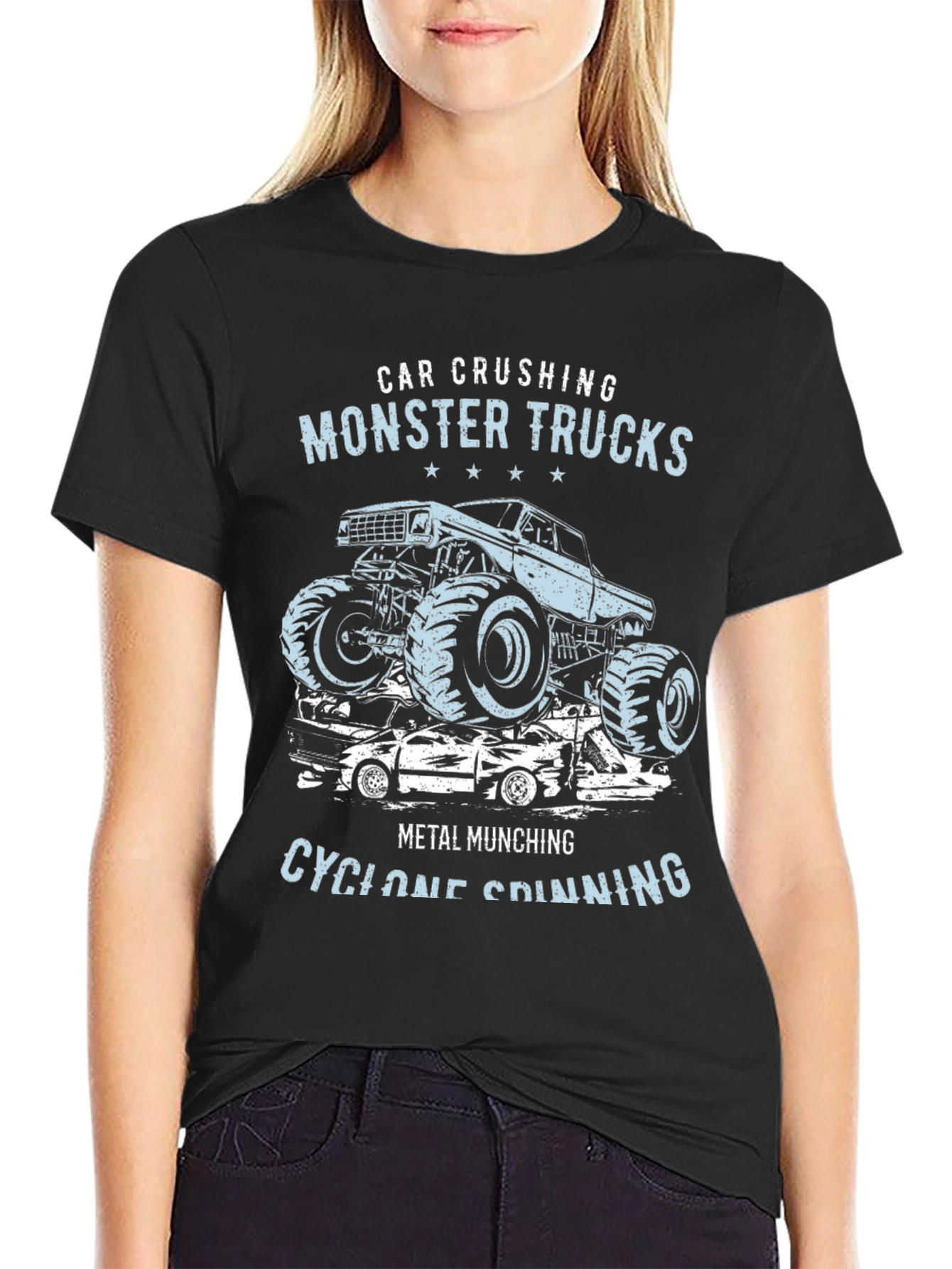 Monster Truck Crushing Cars Graphic Tee