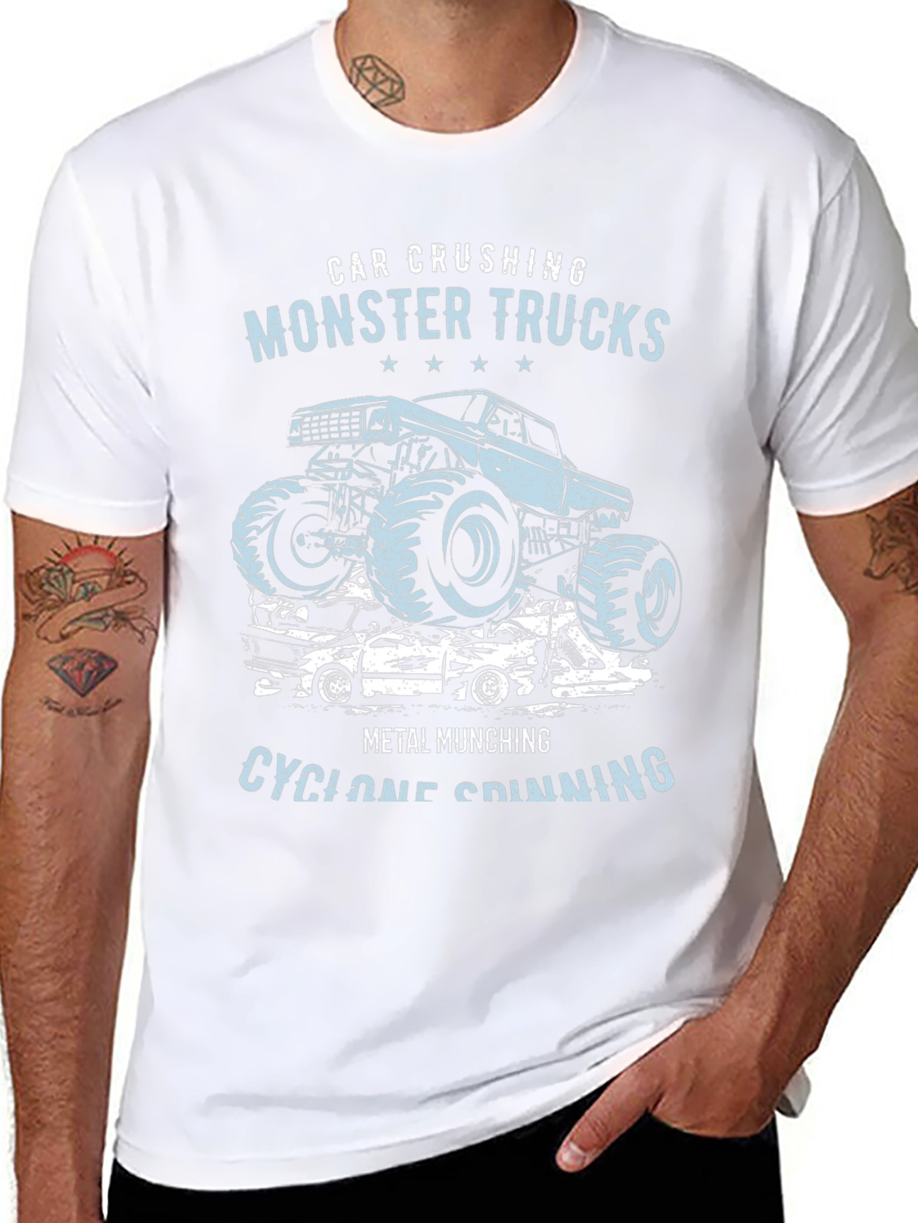 Monster Truck Crushing Cars Graphic Tee