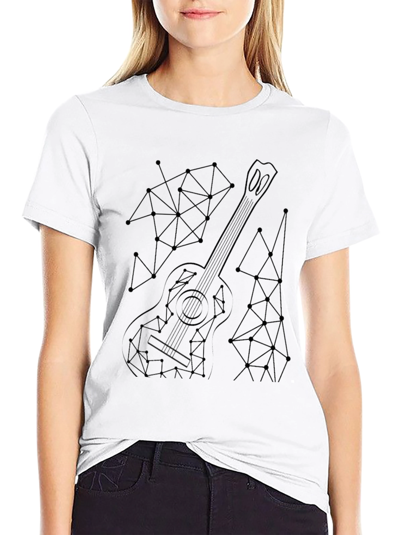 Geometric Guitar Black T-Shirt