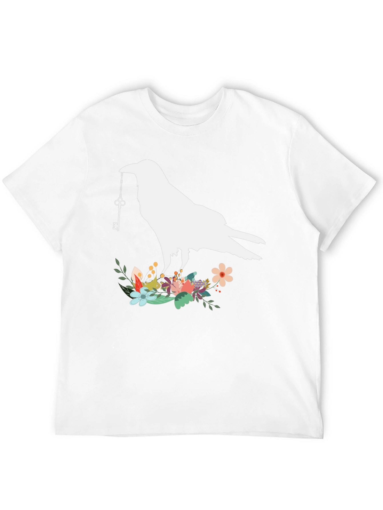 Raven Key T-Shirt - Floral Bird Tee