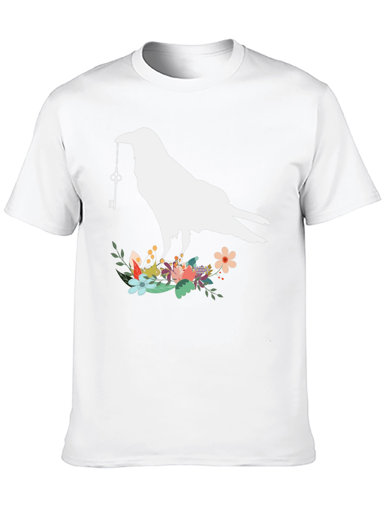 Raven Key T-Shirt - Floral Bird Tee