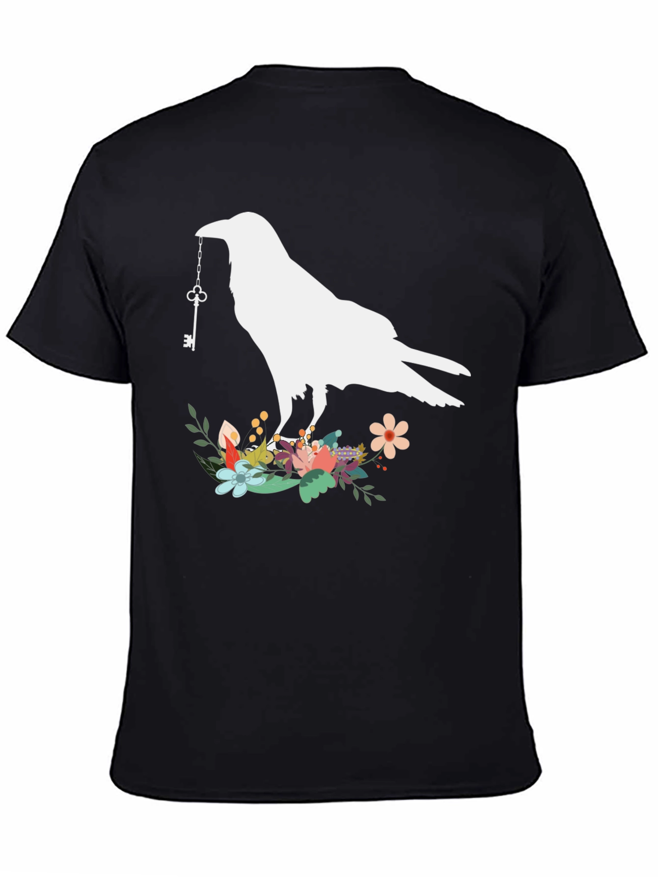 Raven Key T-Shirt - Floral Bird Tee