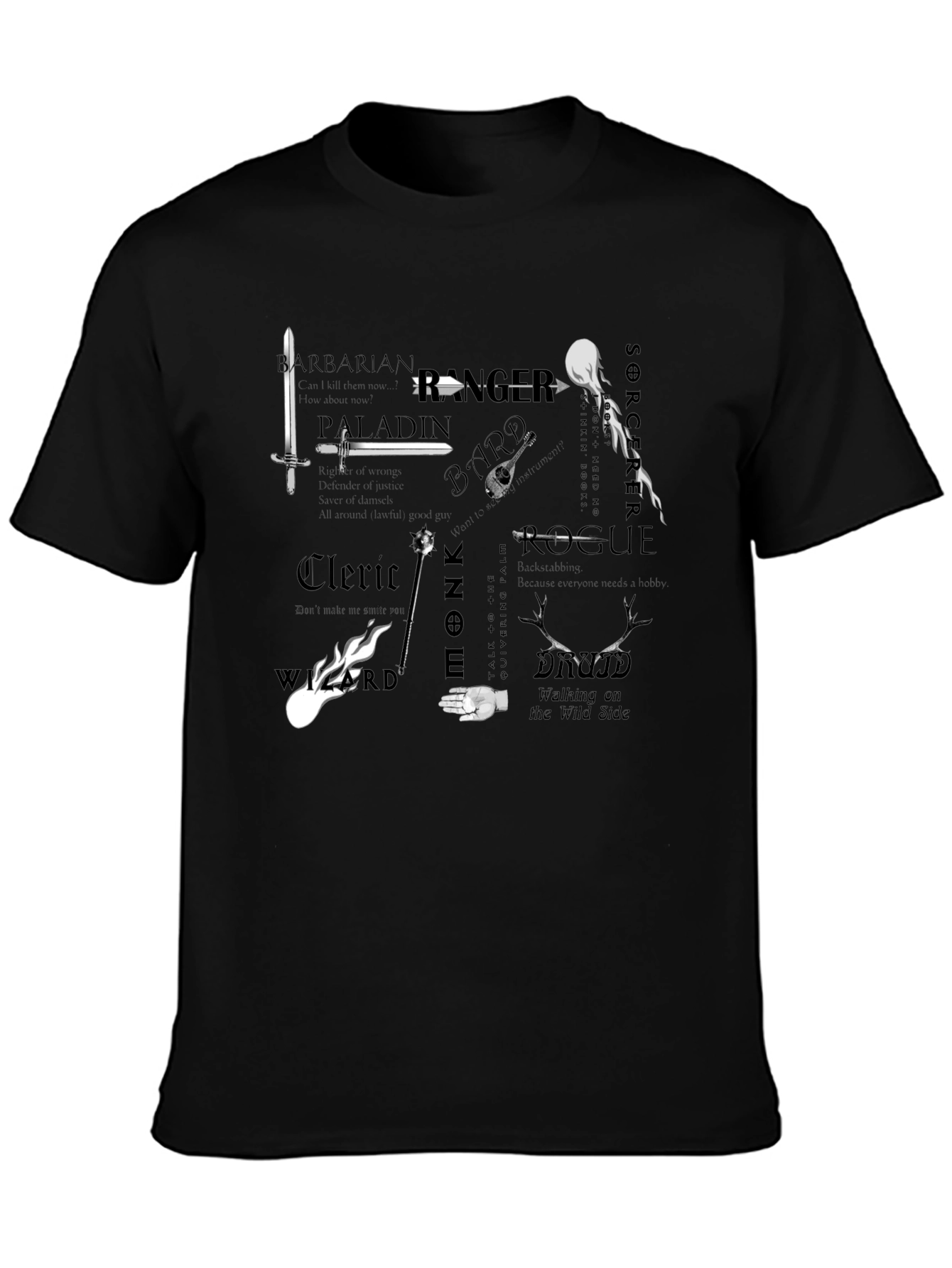 D&D Class T-Shirt: Barbarian Paladin Rogue & More