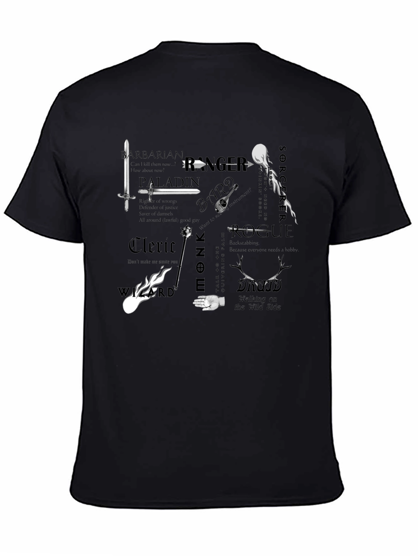 D&D Class T-Shirt: Barbarian Paladin Rogue & More
