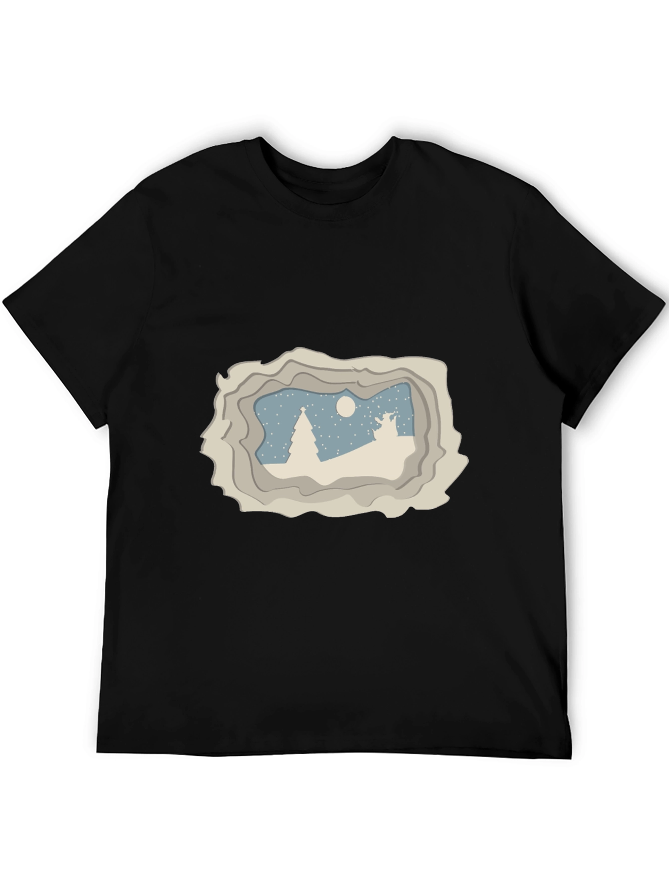 Winter Scene Graphic Tee - Black