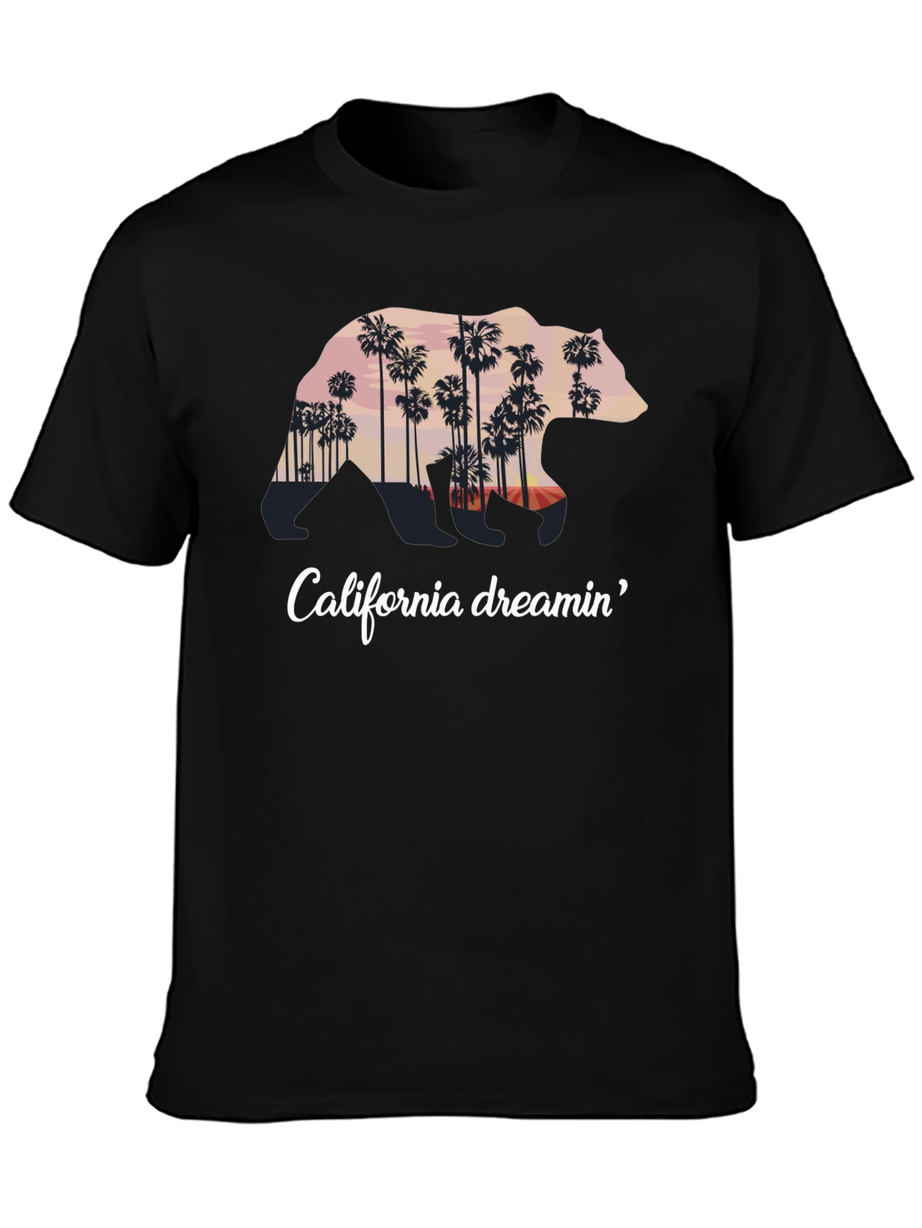 California Dreamin Bear Graphic Tee - Black