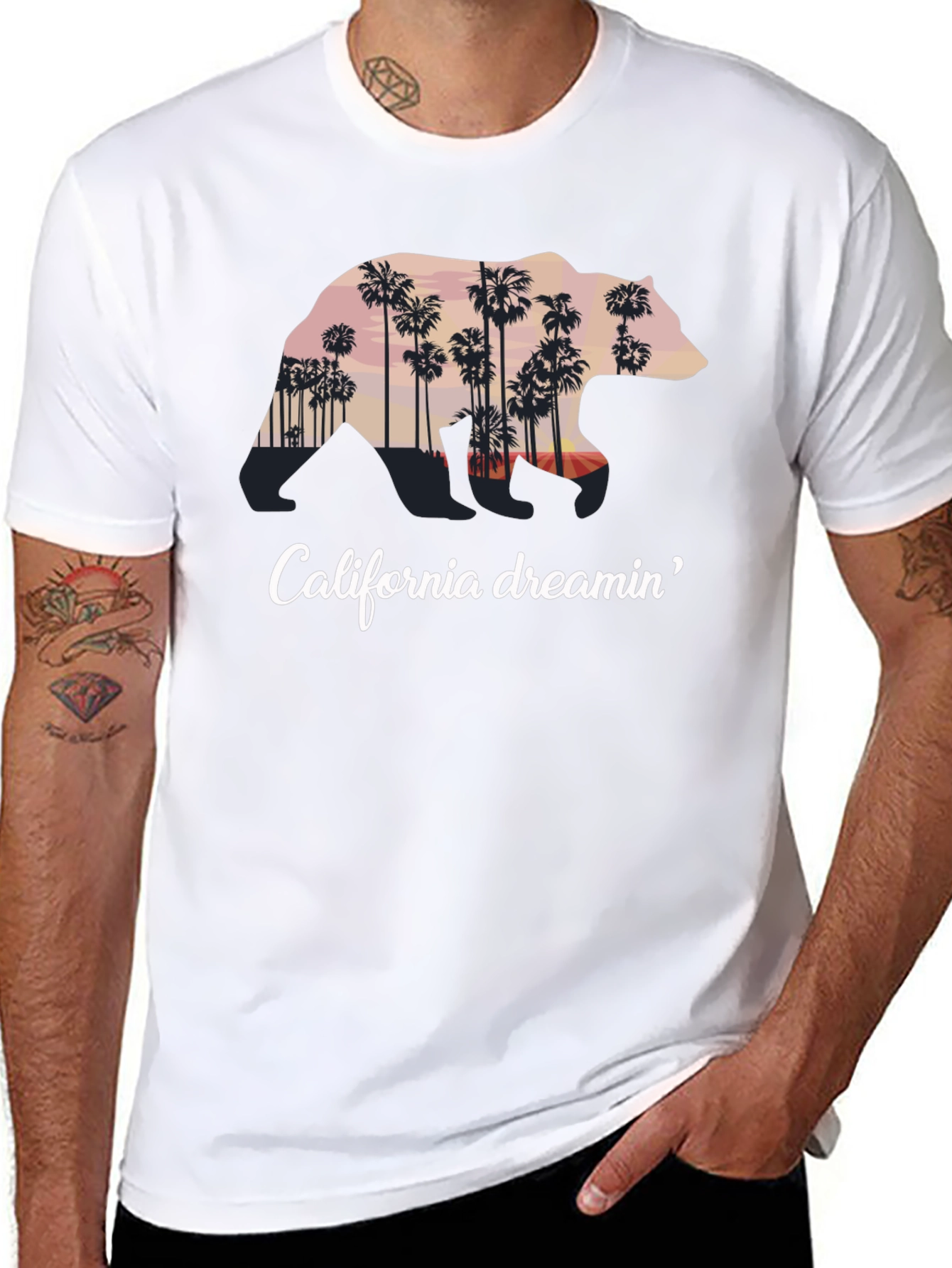 California Dreamin Bear Graphic Tee - Black