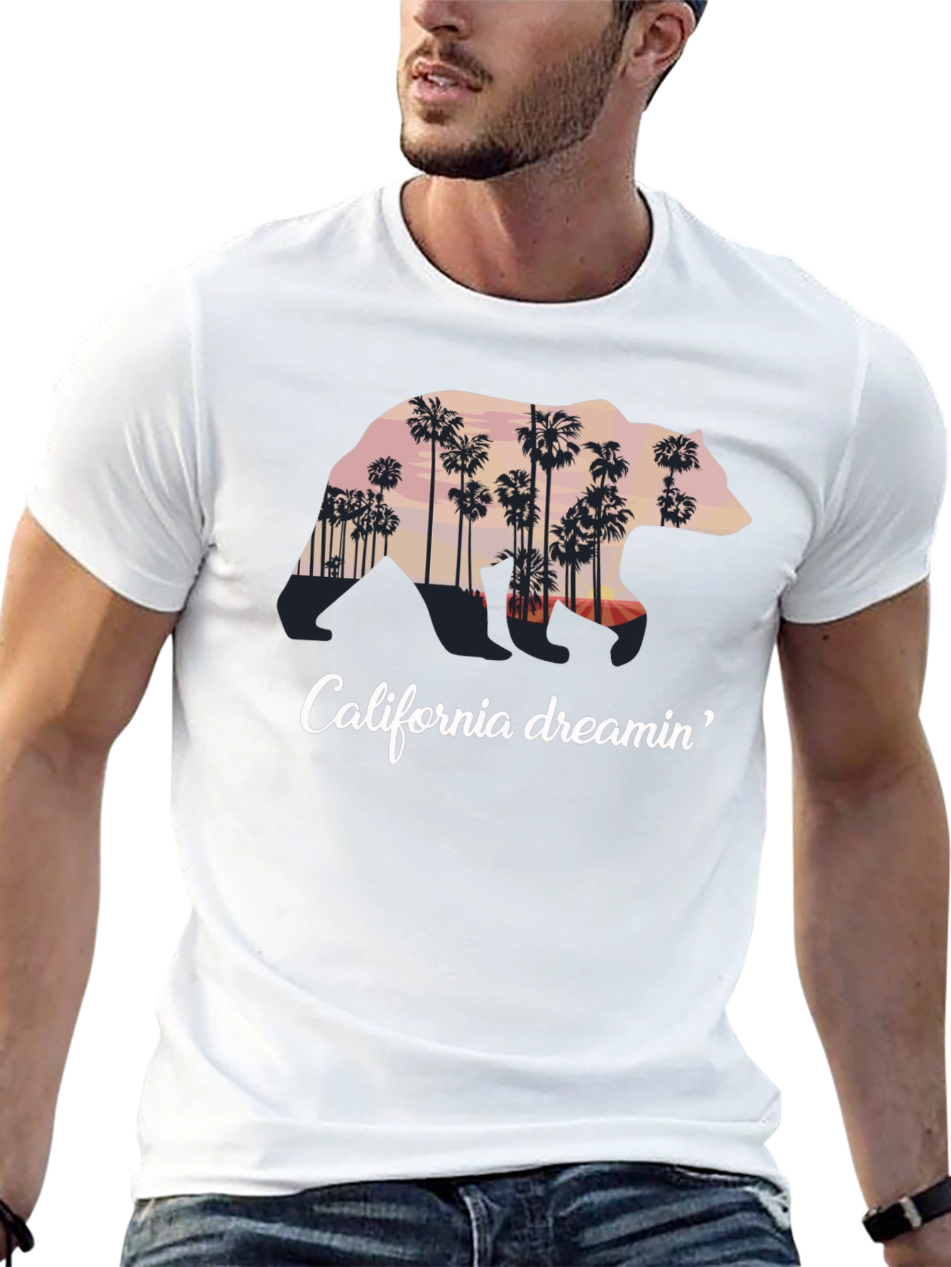 California Dreamin Bear Graphic Tee - Black