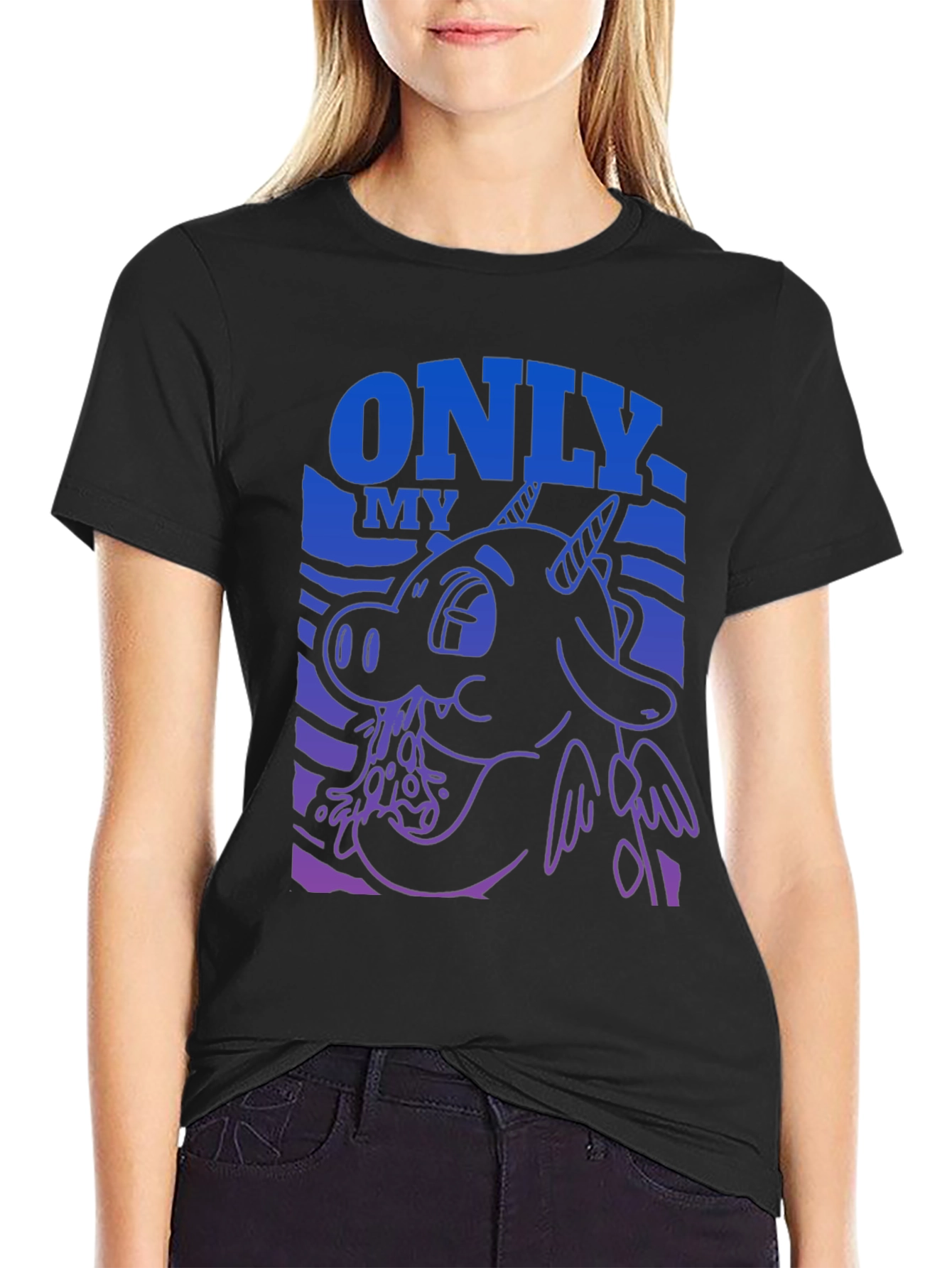 Cartoon Dragon Graphic Tee - Mens Black T-Shirt