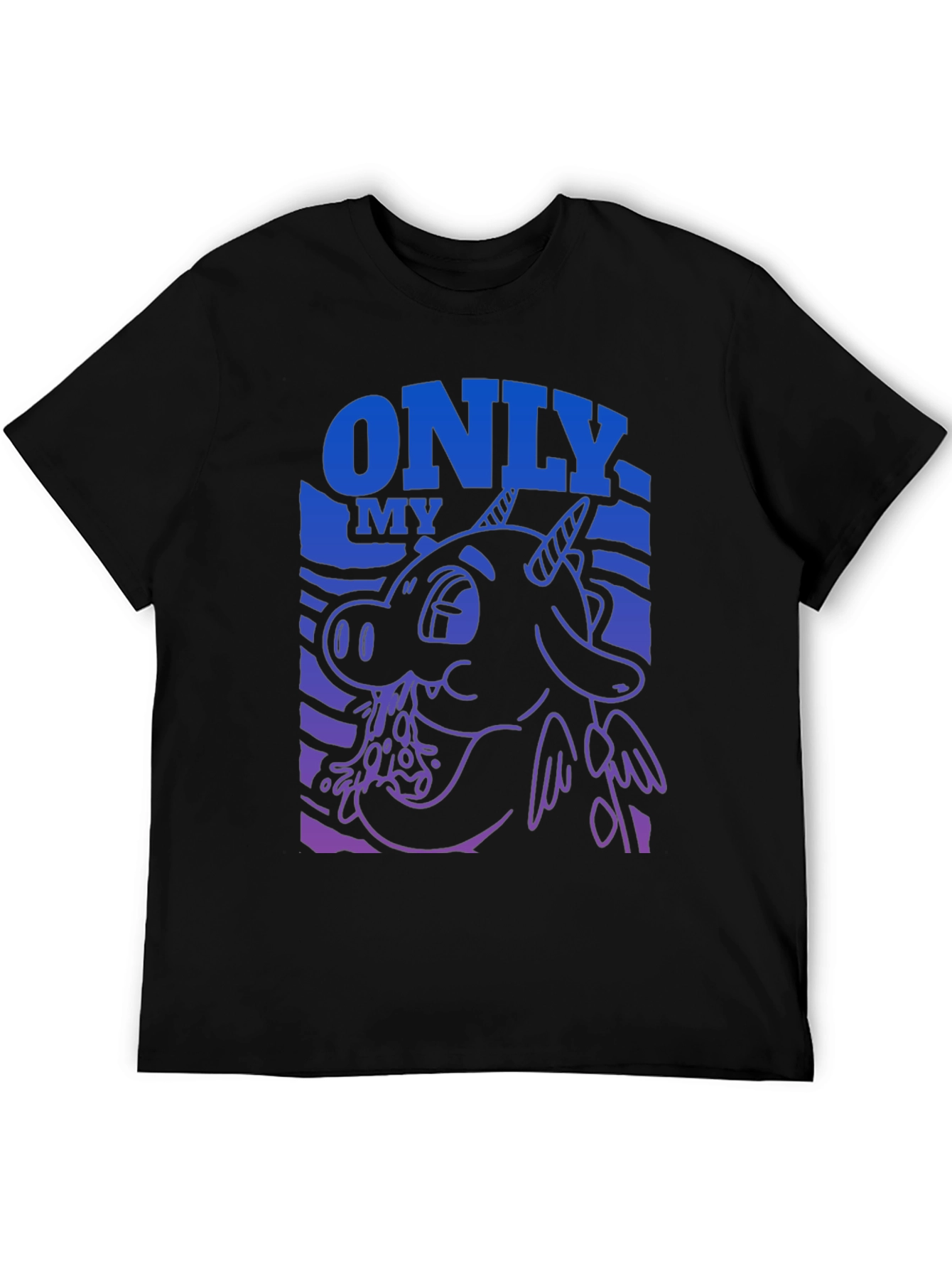 Cartoon Dragon Graphic Tee - Mens Black T-Shirt