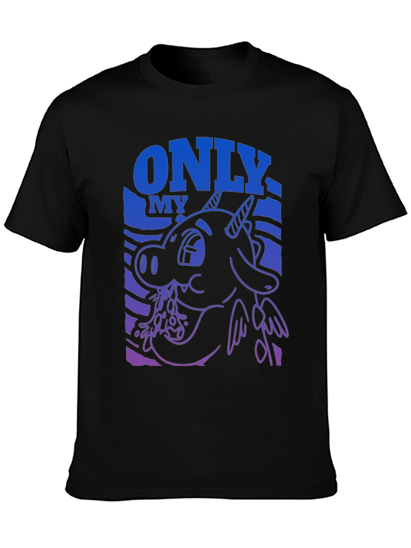 Cartoon Dragon Graphic Tee - Mens Black T-Shirt