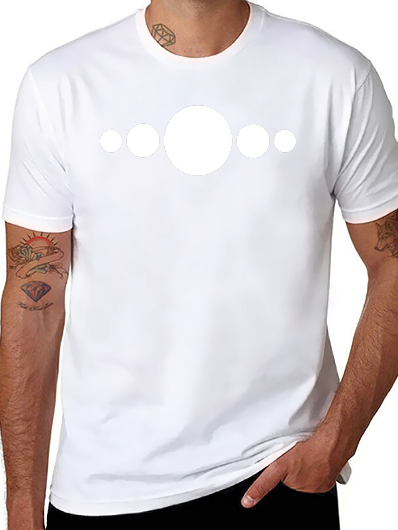 Minimalist White Circle Design Black T-Shirt