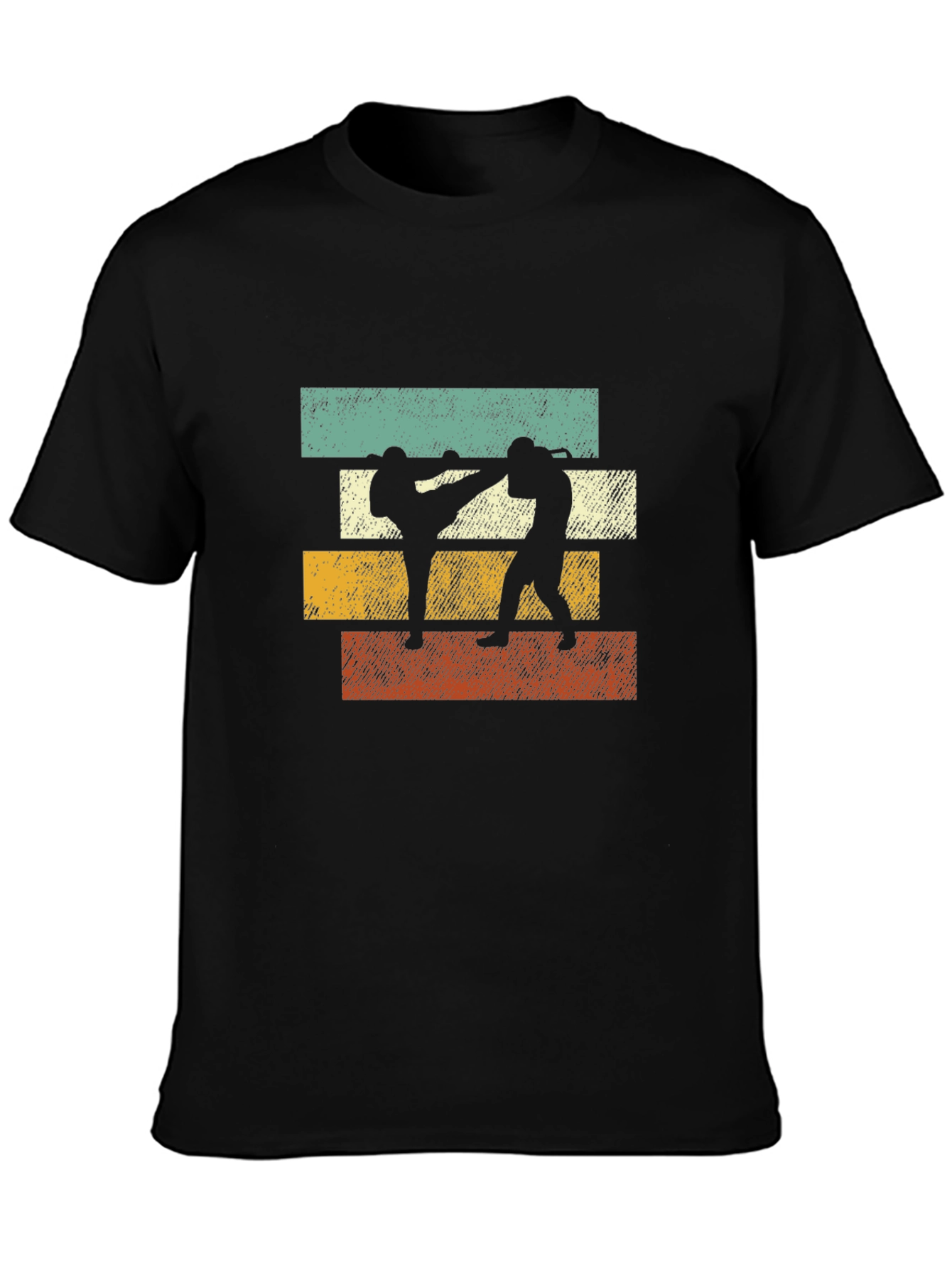 Retro Martial Arts Graphic Tee - Black