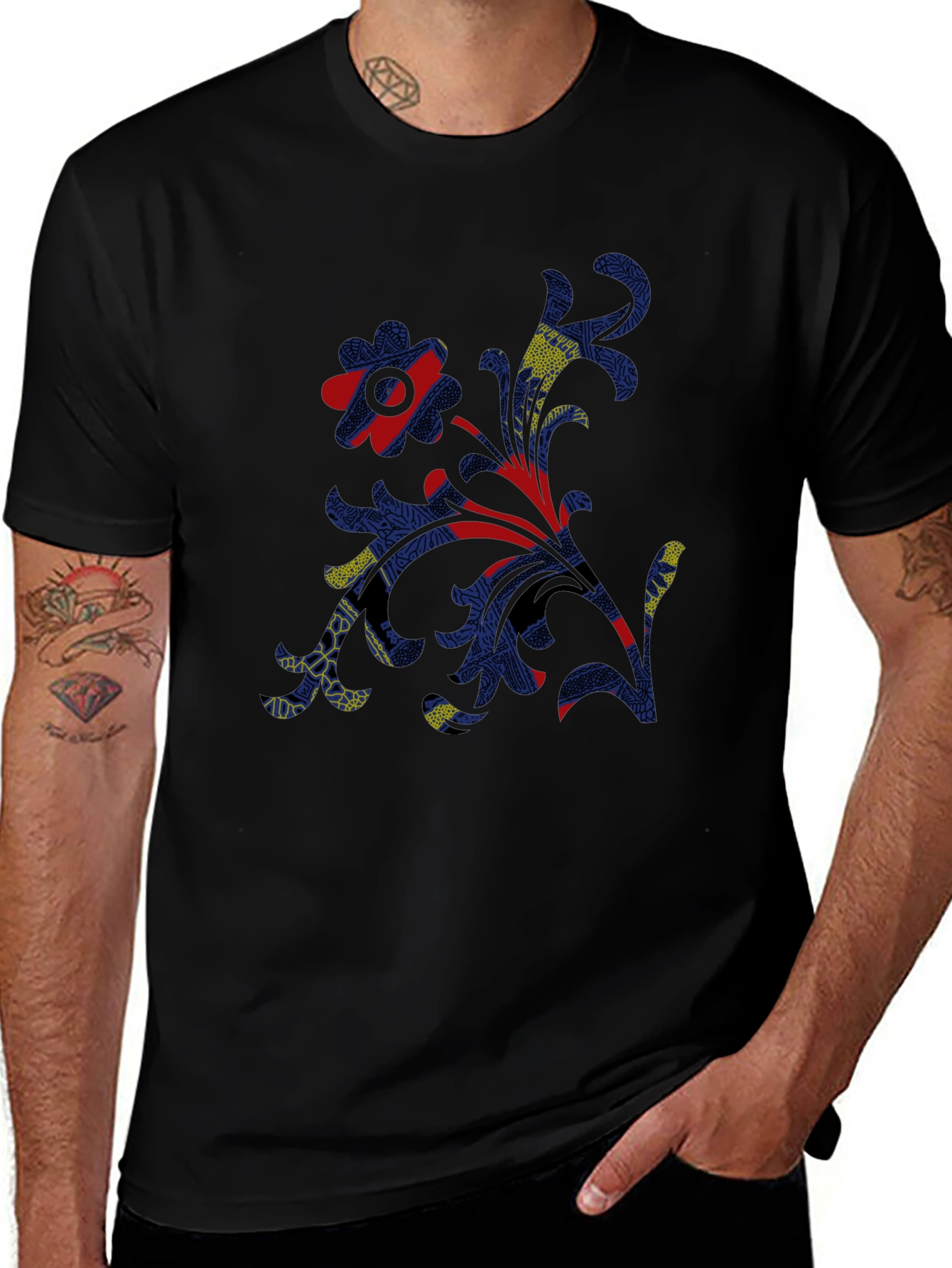 Abstract Print Mens Black T-Shirt