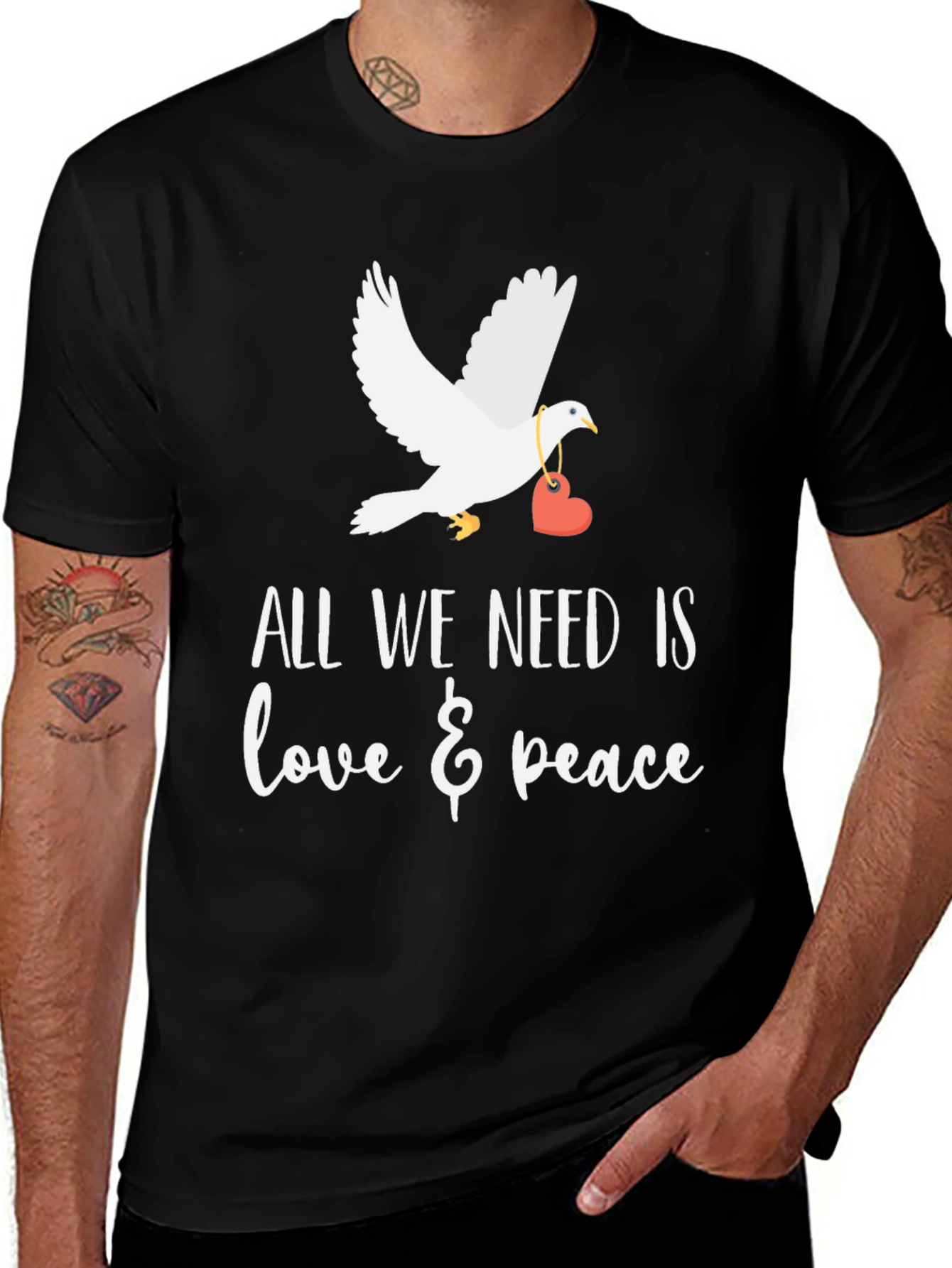 Love & Peace Dove Graphic T-Shirt