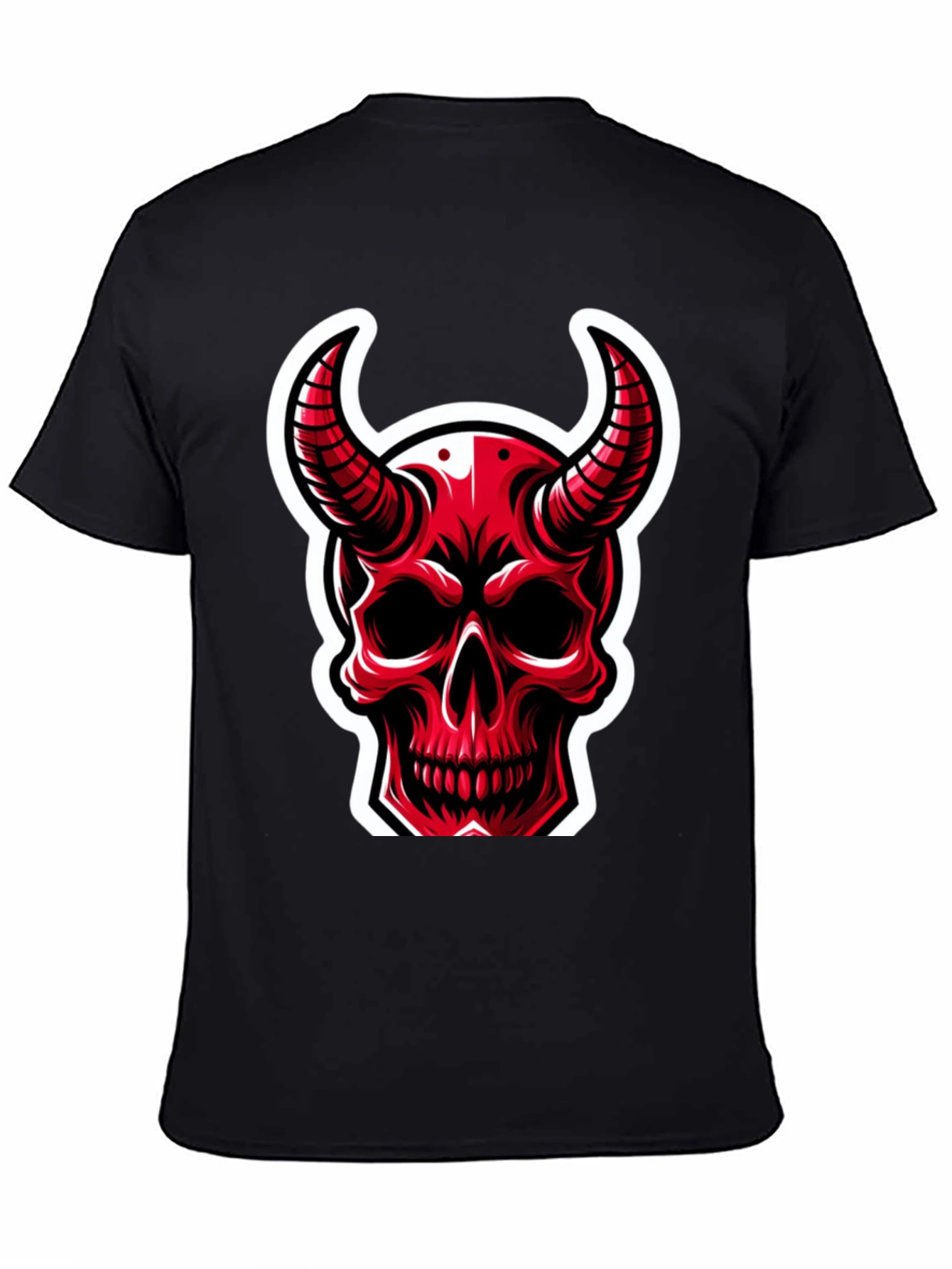 Red Devil Skull Graphic T-Shirt - Black Cotton Tee