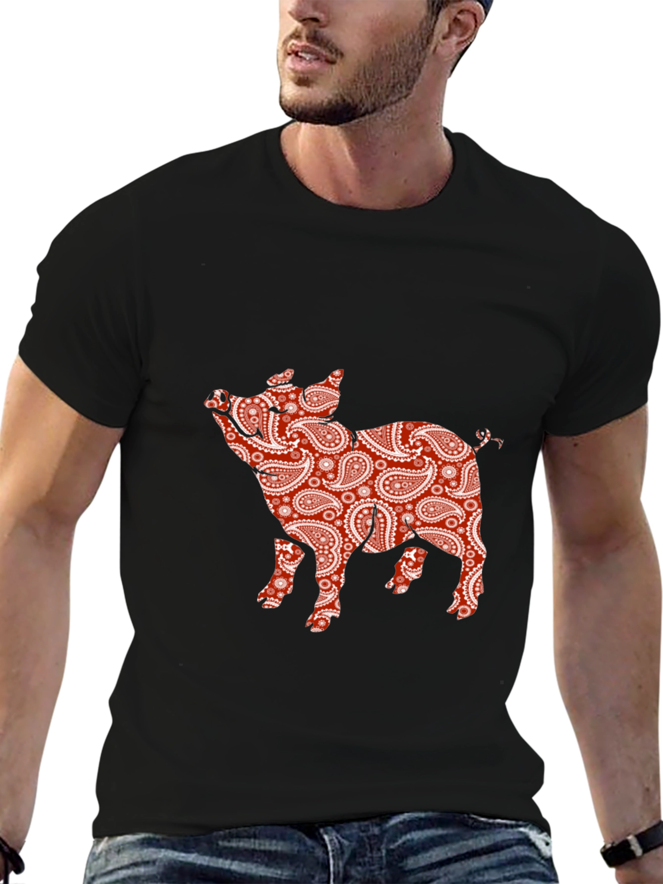 Paisley Pig Print T-Shirt