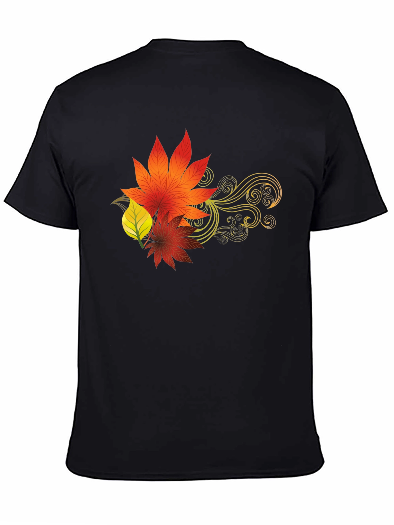 Autumn Leaves Graphic Black T-Shirt