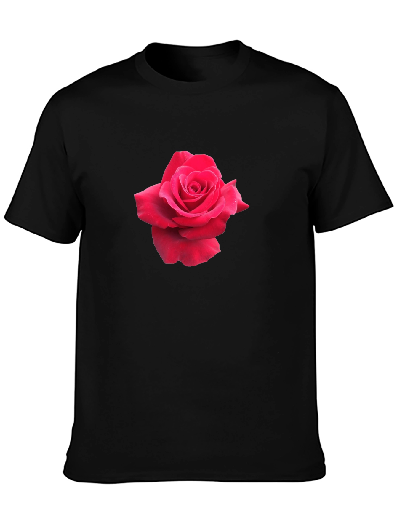 Rose Graphic Tee - Black Casual Cotton T-Shirt