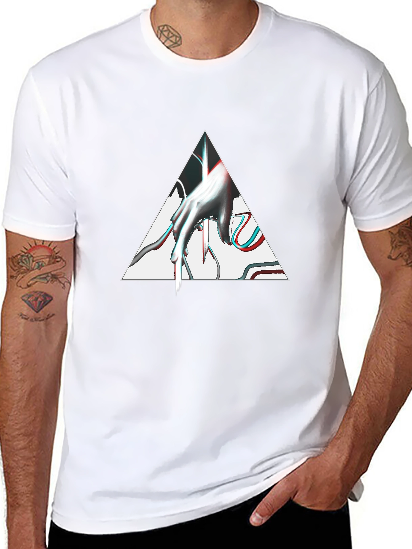 Abstract Hand Triangle Graphic Tee