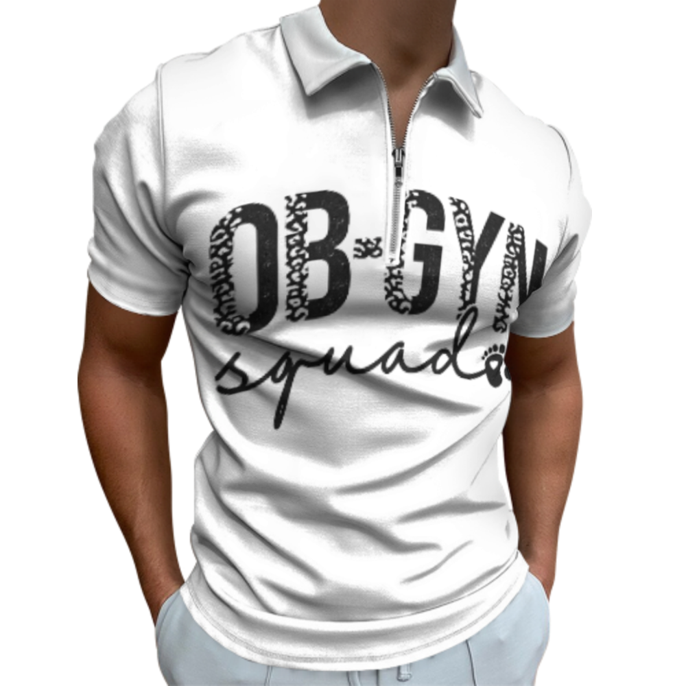 OB-GYN Squad Leopard Print Graphic Polo Shirt – Cute Medical Team Quarter Zip Casual Tee(z767)