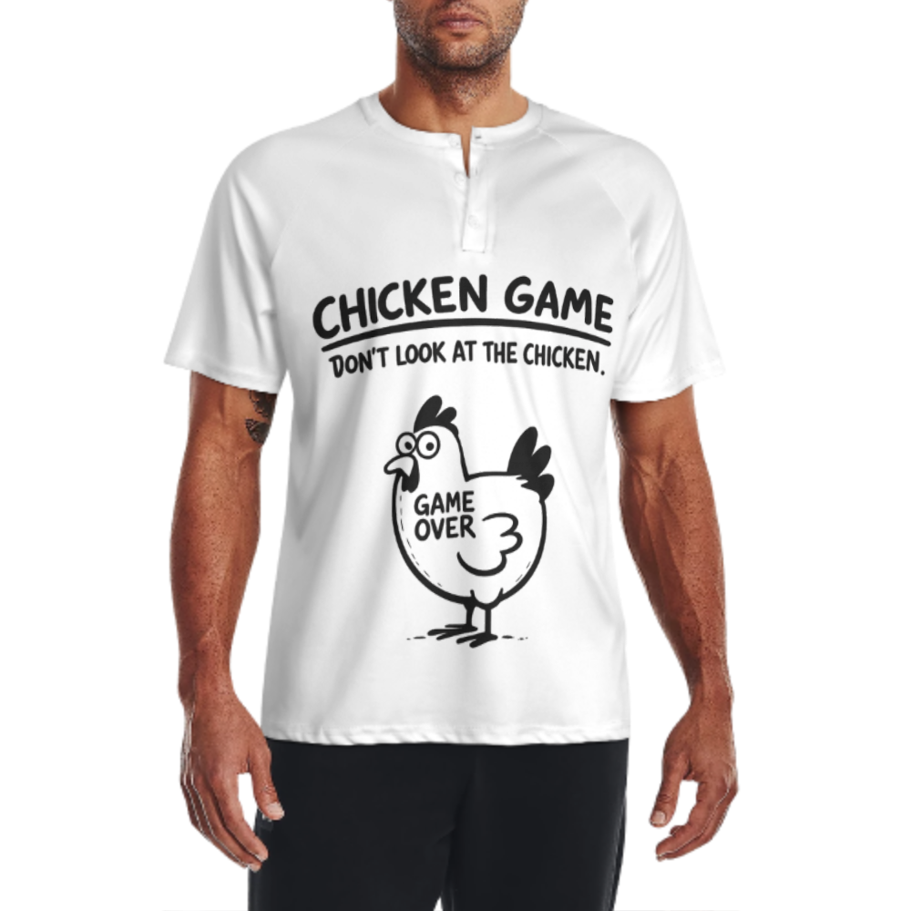 Funny Chicken Game Graphic T-Shirt, Silly Humor Tee, Retro Cartoon Chicken Shirt, Casual Meme Style Apparel For Everyday Laughs(z745)