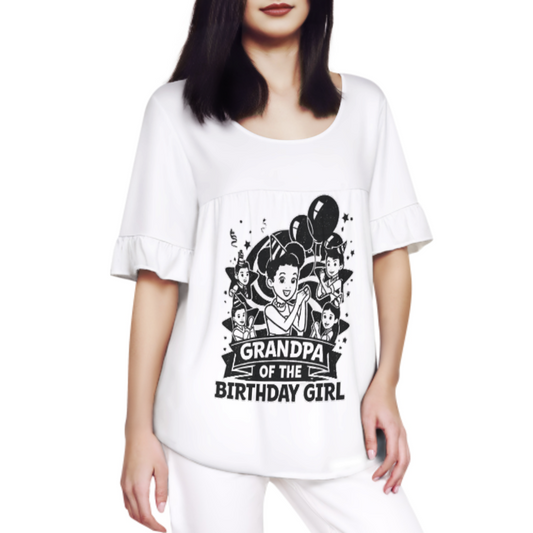 Grandpa of the Birthday Girl Graphic Tee, Family Birthday Party Shirt, Cute Celebration T-Shirt, Grandpa Matching Birthday Outfit, Fun Family Event Gift Tee(z655)