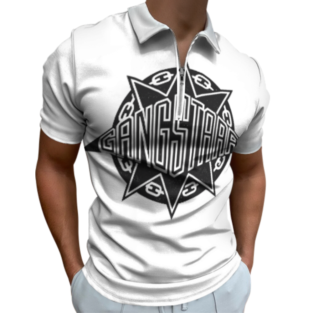 Gang Starr Inspired Graphic Polo Shirt for Men – Vintage Hip Hop Streetwear Quarter Zip Tee(z764)