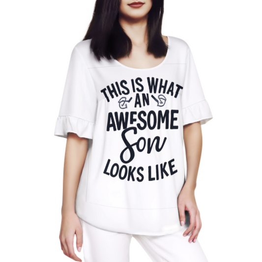 Awesome Son Graphic Tee, Funny Family Quote Shirt, Trendy Typography T-Shirt, Casual Statement Tee, Gift for Sons and Family Lovers(z632)