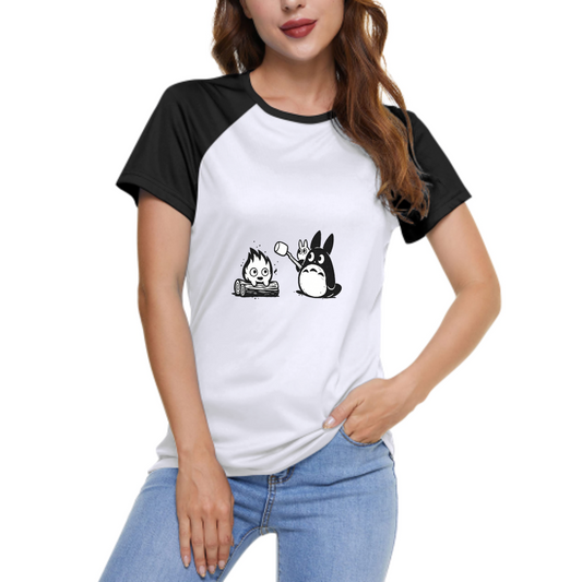 Cute Campfire Friends Graphic Tee, Cozy Forest Spirit Shirt, Minimal Cartoon Aesthetic T-Shirt, Whimsical Anime Inspired Casual Top, Funny Marshmallow Camp Design(z751)