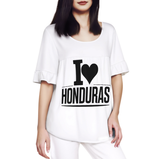 I Love Honduras Graphic Tee, Honduras Pride Shirt for Women, Latin Heritage Casual T-Shirt, Travel Inspired Country Love Top, Minimalist Cultural Statement Tee(z659)