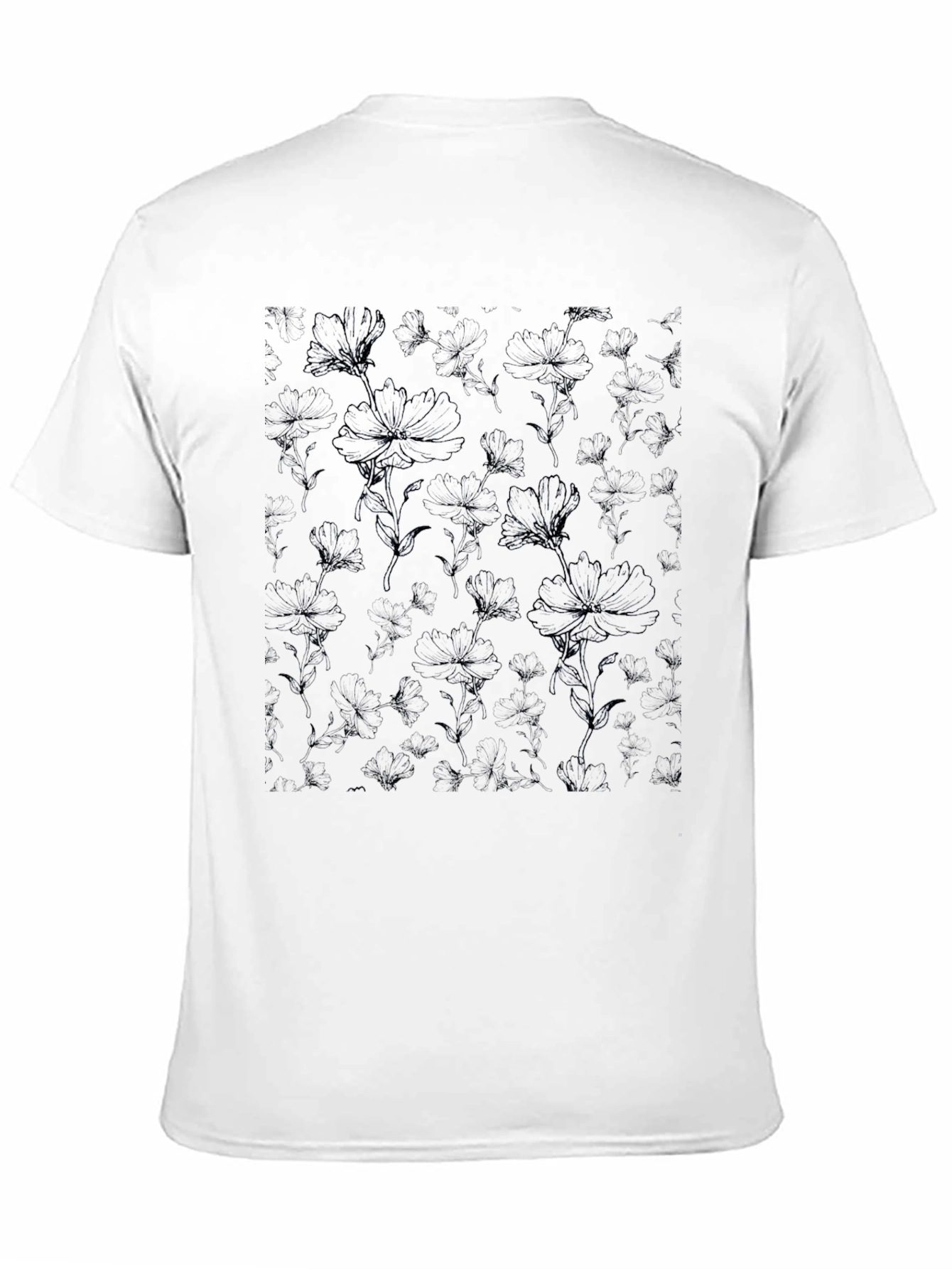 Mens Black Floral Print Crew Neck T-Shirt