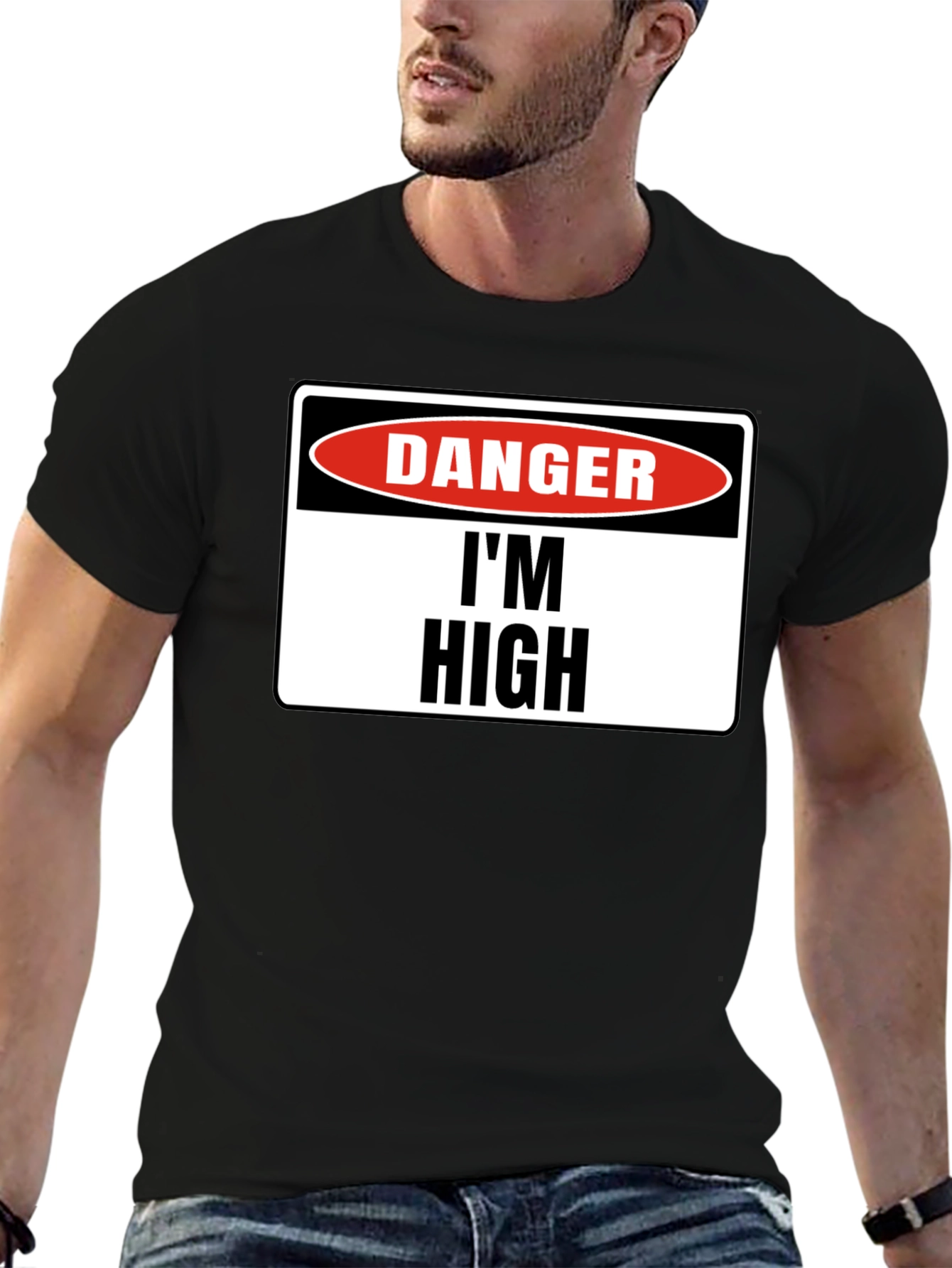 Danger Im High Graphic T-Shirt - Black Cotton Tee