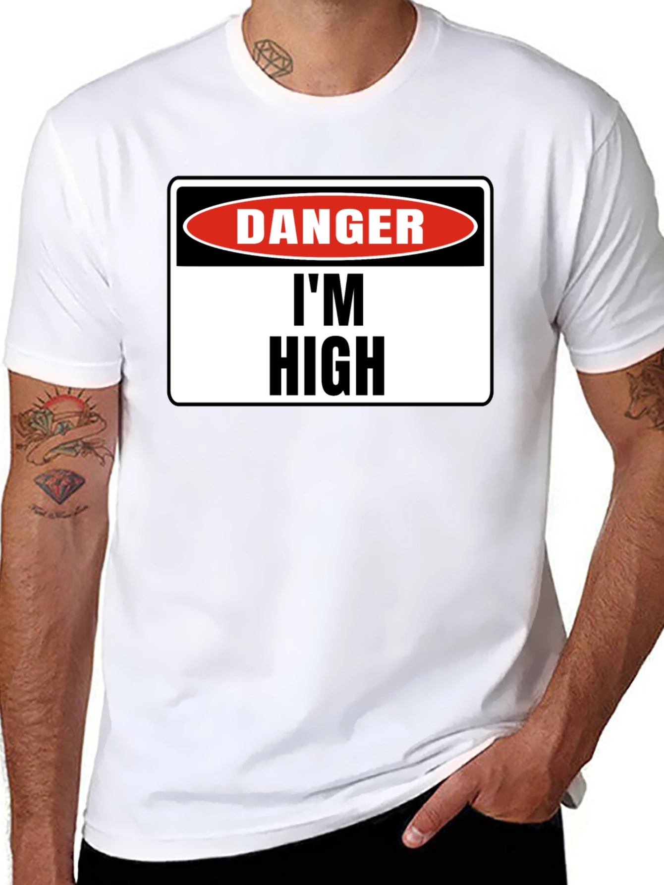 Danger Im High Graphic T-Shirt - Black Cotton Tee
