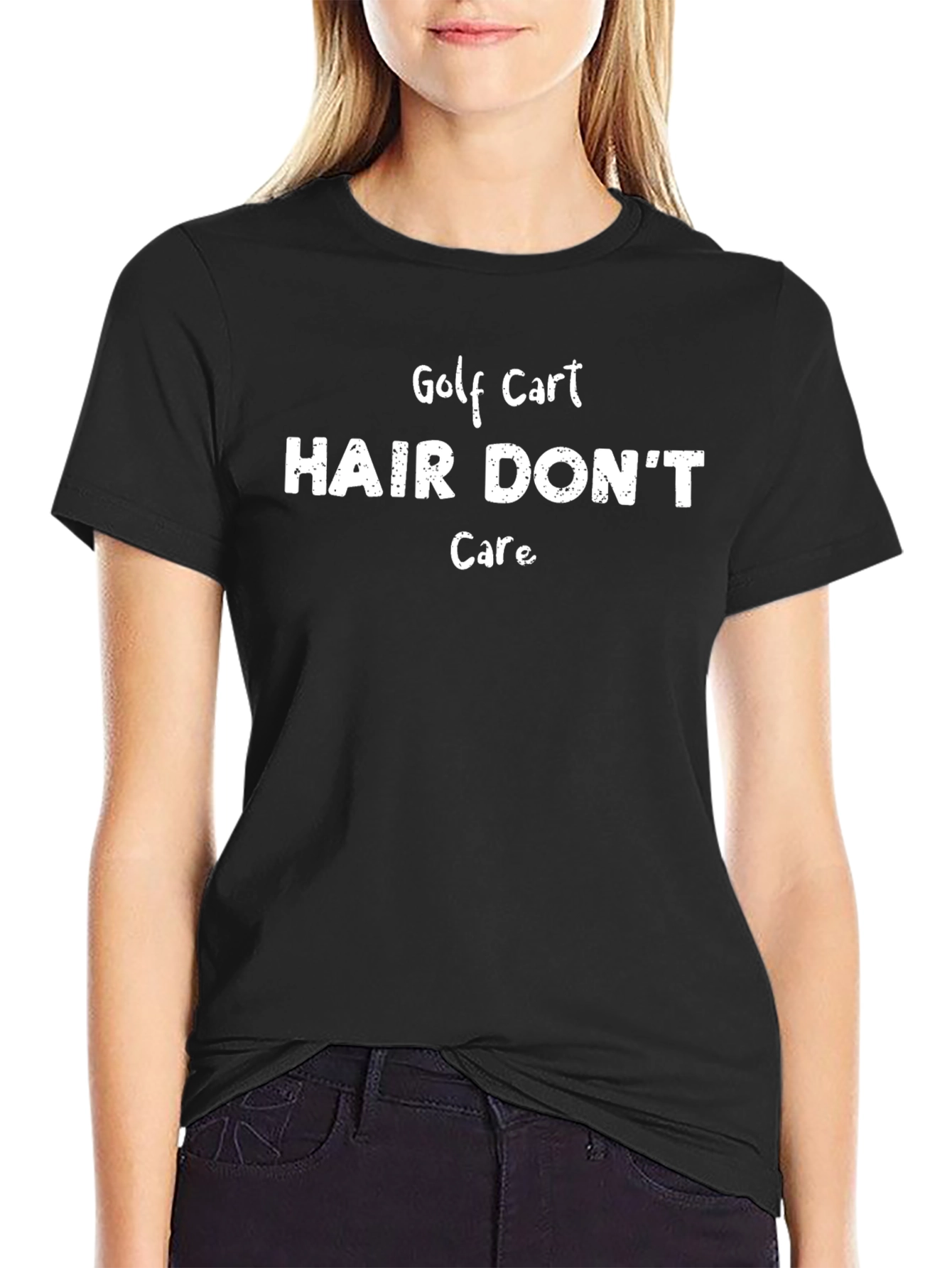 Golf Cart Hair Dont Care Black T-Shirt